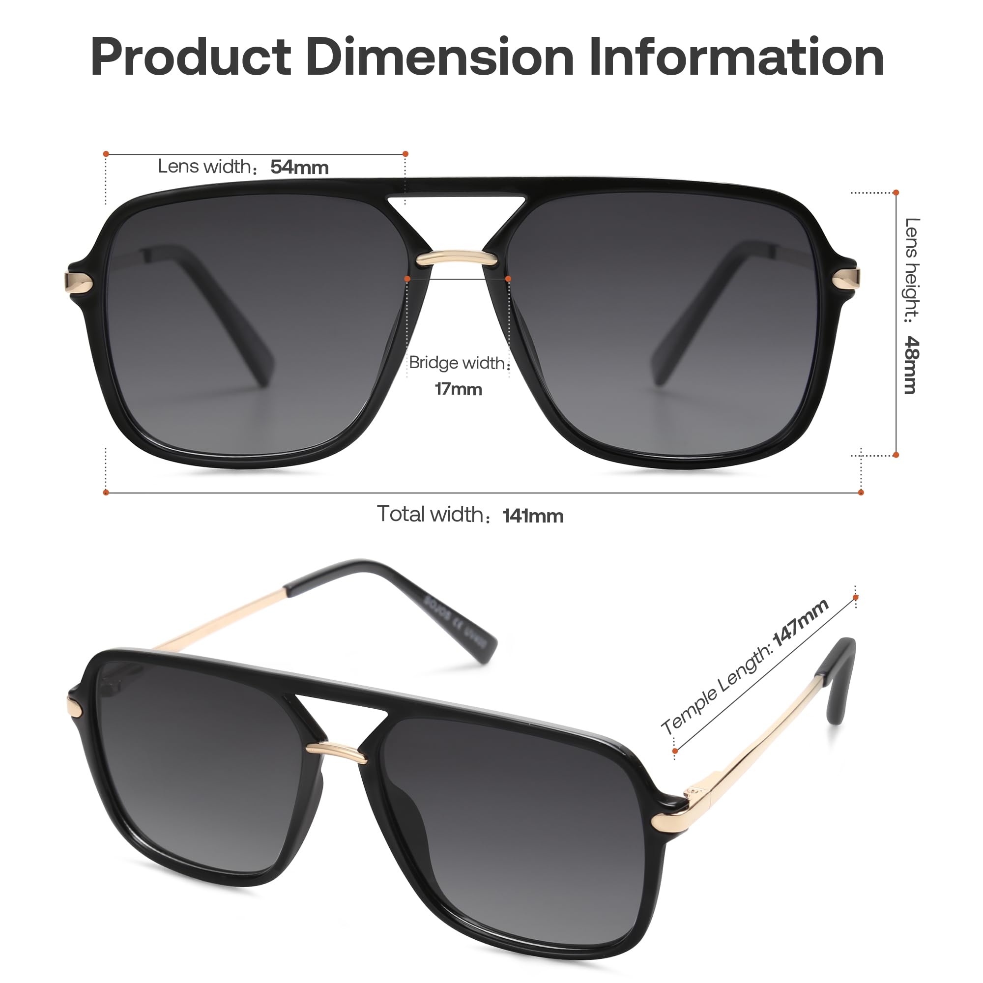 SOJOS Sunglasses for Women & Men, Square, Retro, Polarized Lens, Trendy Aviator, 90s Shades