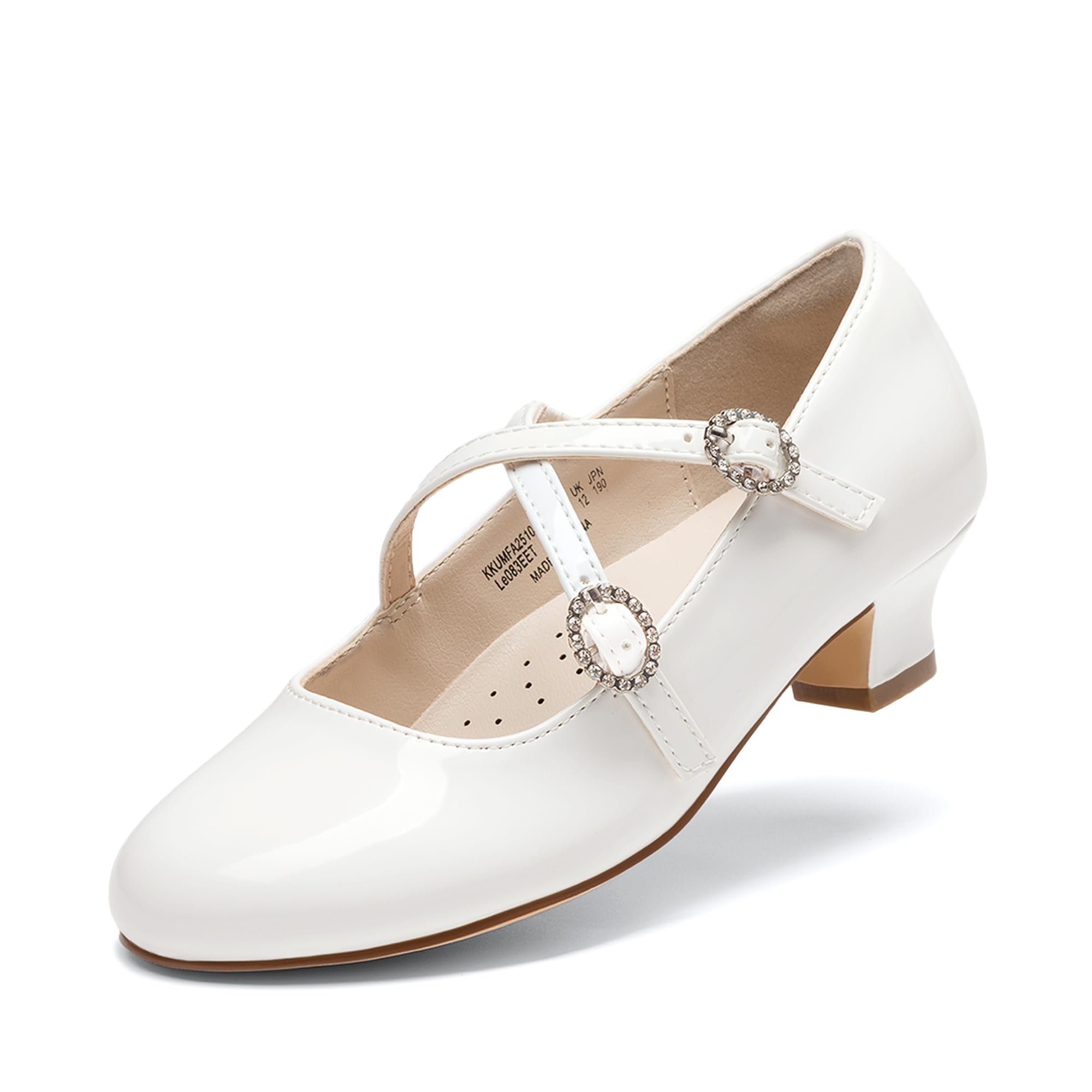 Dream Pairs Girls Dress Shoes Mary Jane High Heel Round Toe Straps Pumps Flower Wedding Party Princess Flats for Little/Big Kids