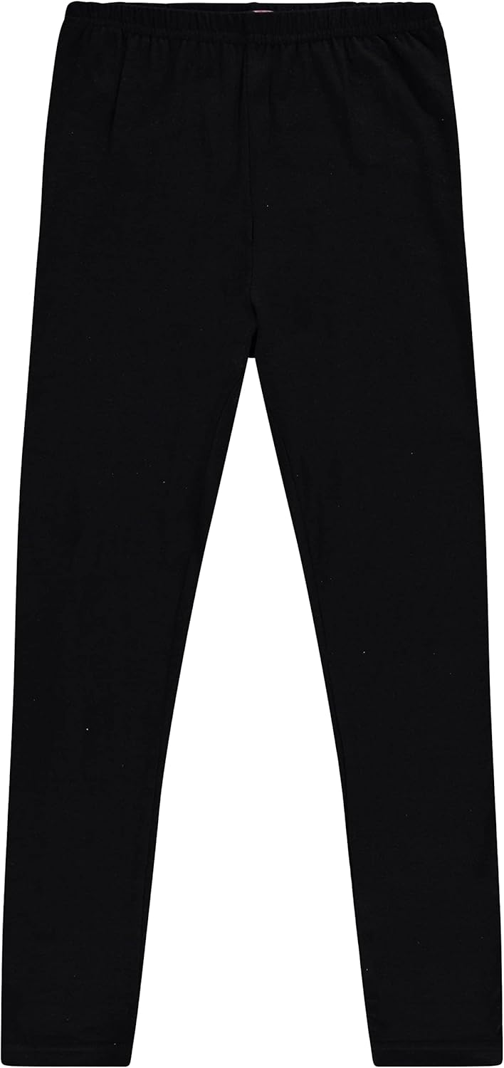 Toddler and Big Girls Leggings, Black Cotton Spandex Stretch Pants - Kids Dance Clothing, Yoga and Ballet Tights, 5-Pack