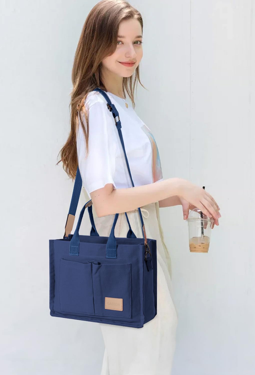 Tote Bags for Women Canvas Tote Purse Crossbody with Pockets Top Handle Shoulder Satchel Bag for Women