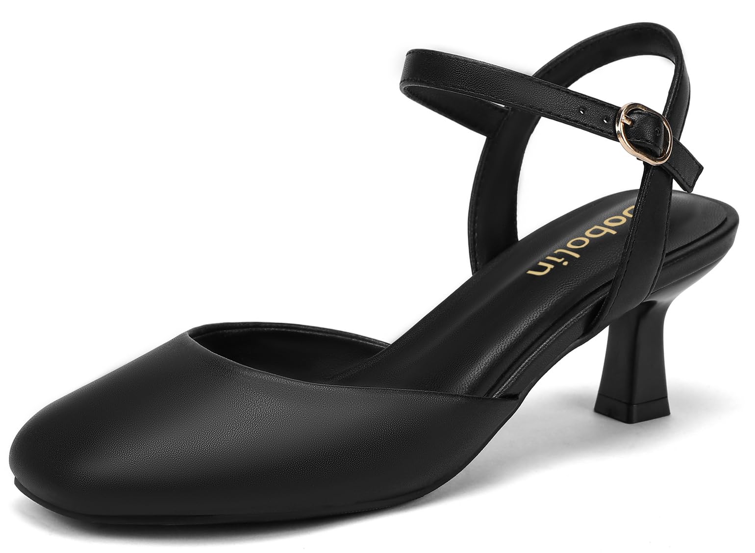 2.2 Inch Kitten Heels for Women Closed Toe Dress Shoes for Women Comfortable Dressy Low Stiletto Heel with Ankle Strap Womens Pumps