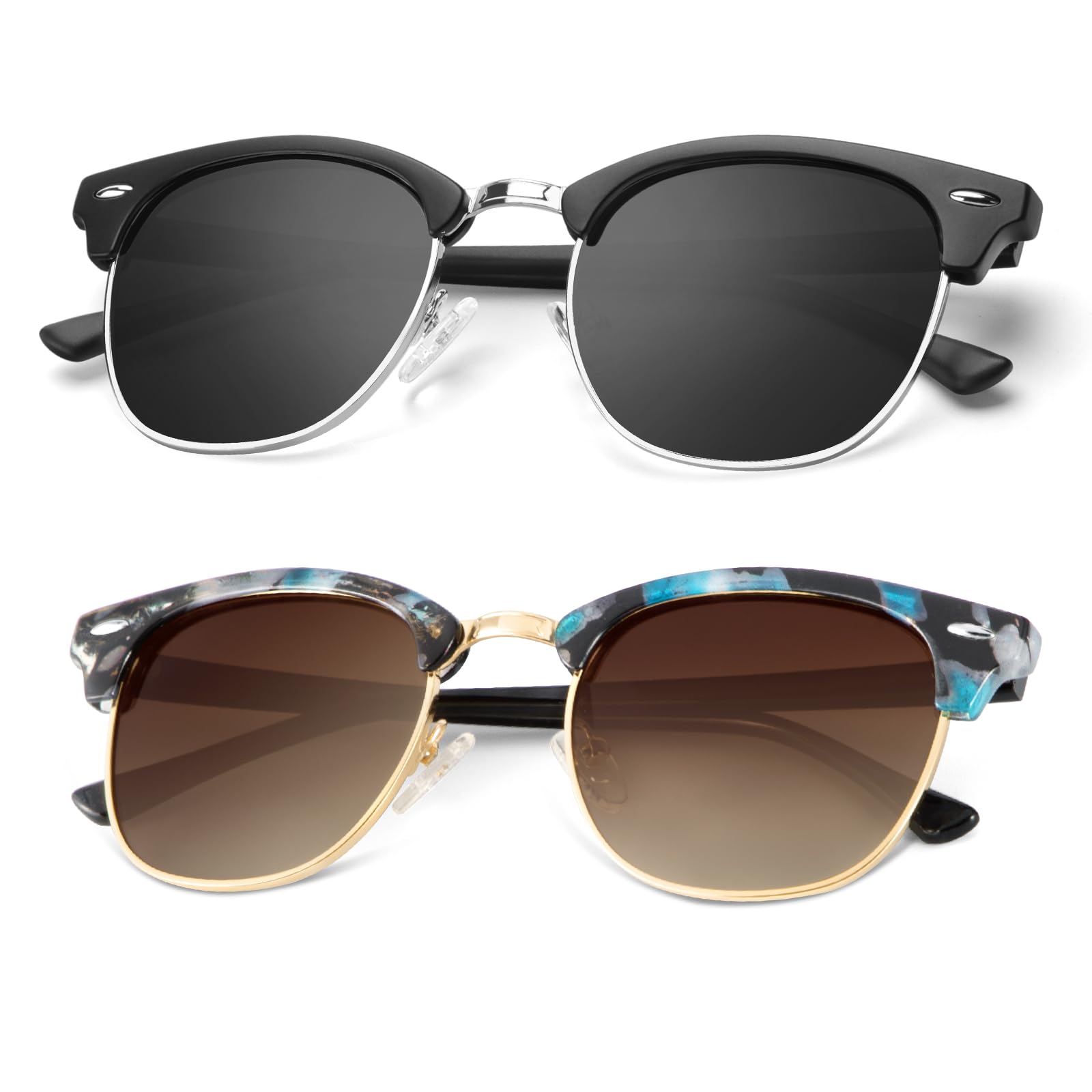 KALIYADI Polarized Sunglasses for Men and Women Semi-Rimless Frame Driving Sun glasses UV Blocking