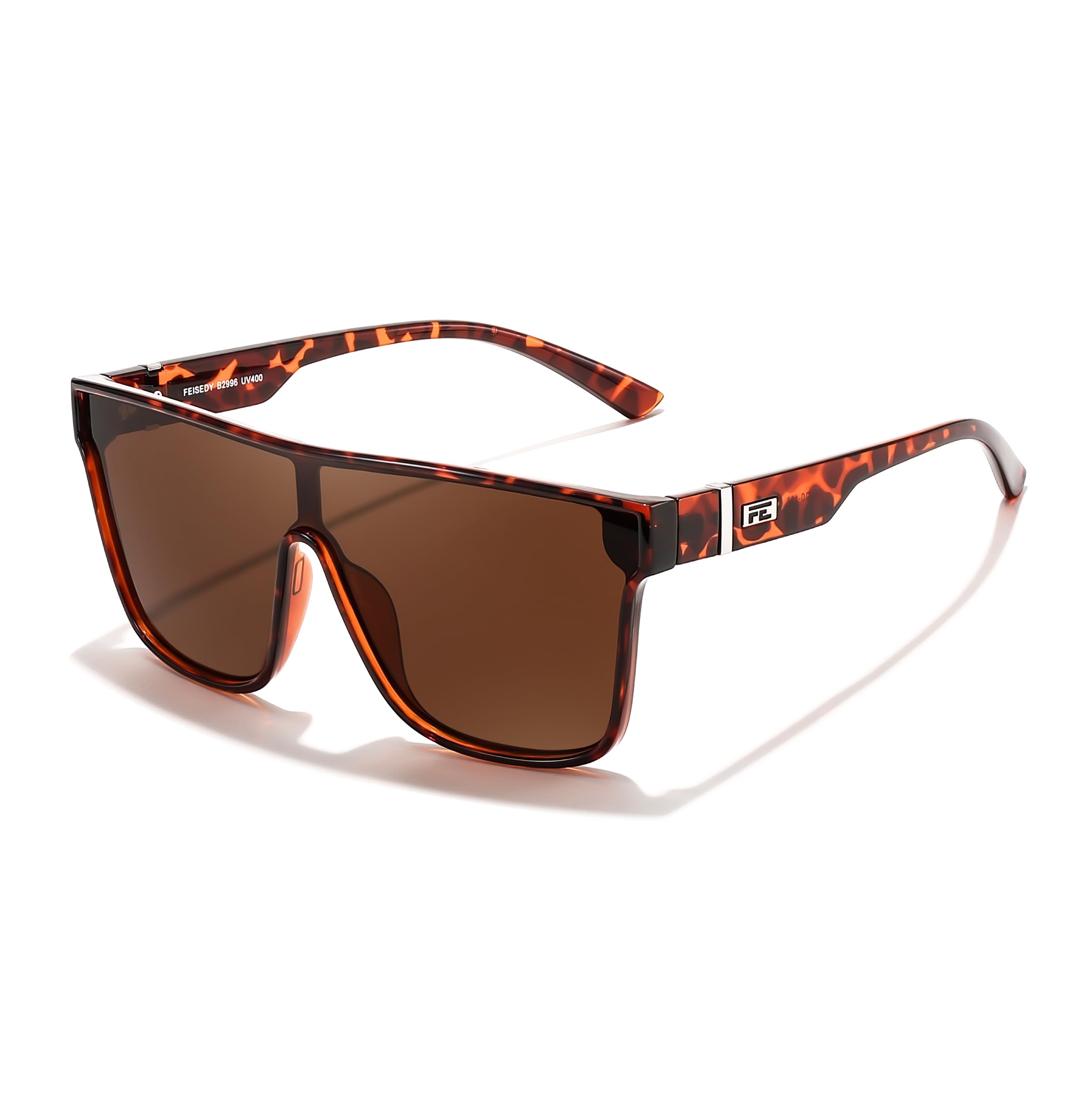 FEISEDY Sunglasses for Women Men, Fashion Mirrored Single Lens, Driving Beach Sunnies UV400 Shades B2996