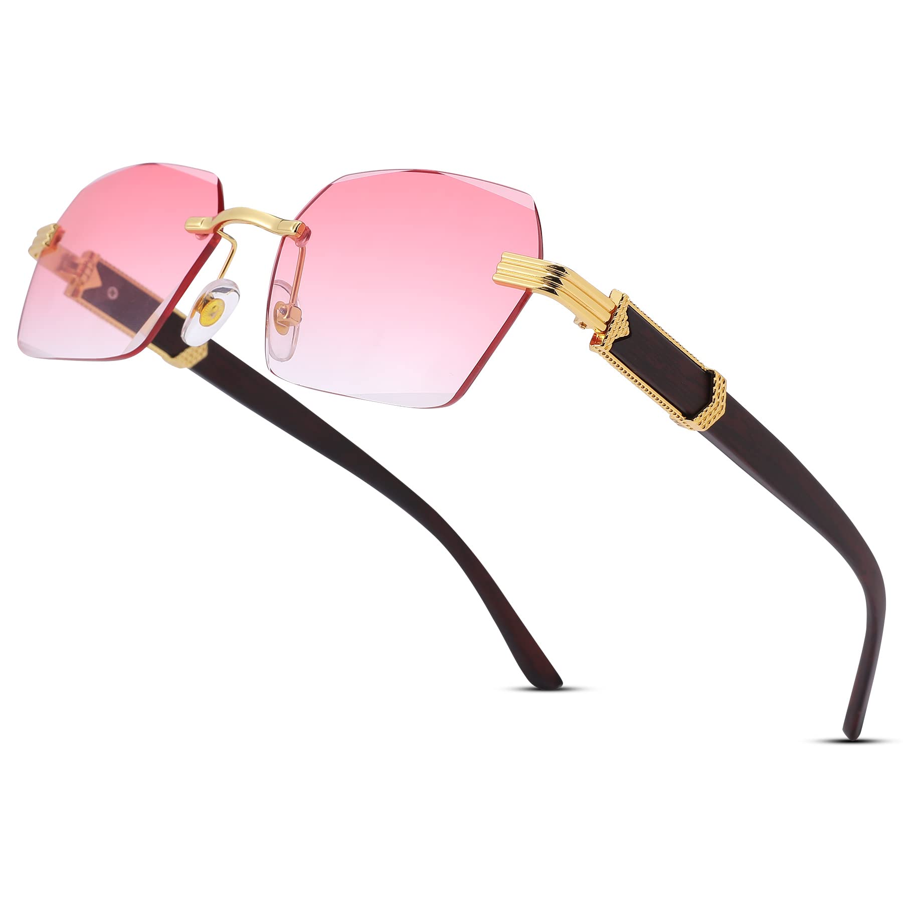 Hycredi Rimless Rectangle Sunglasses Men Women Retro Frameless Square Shade Y2k Sun Glasses Tinted Eyewear