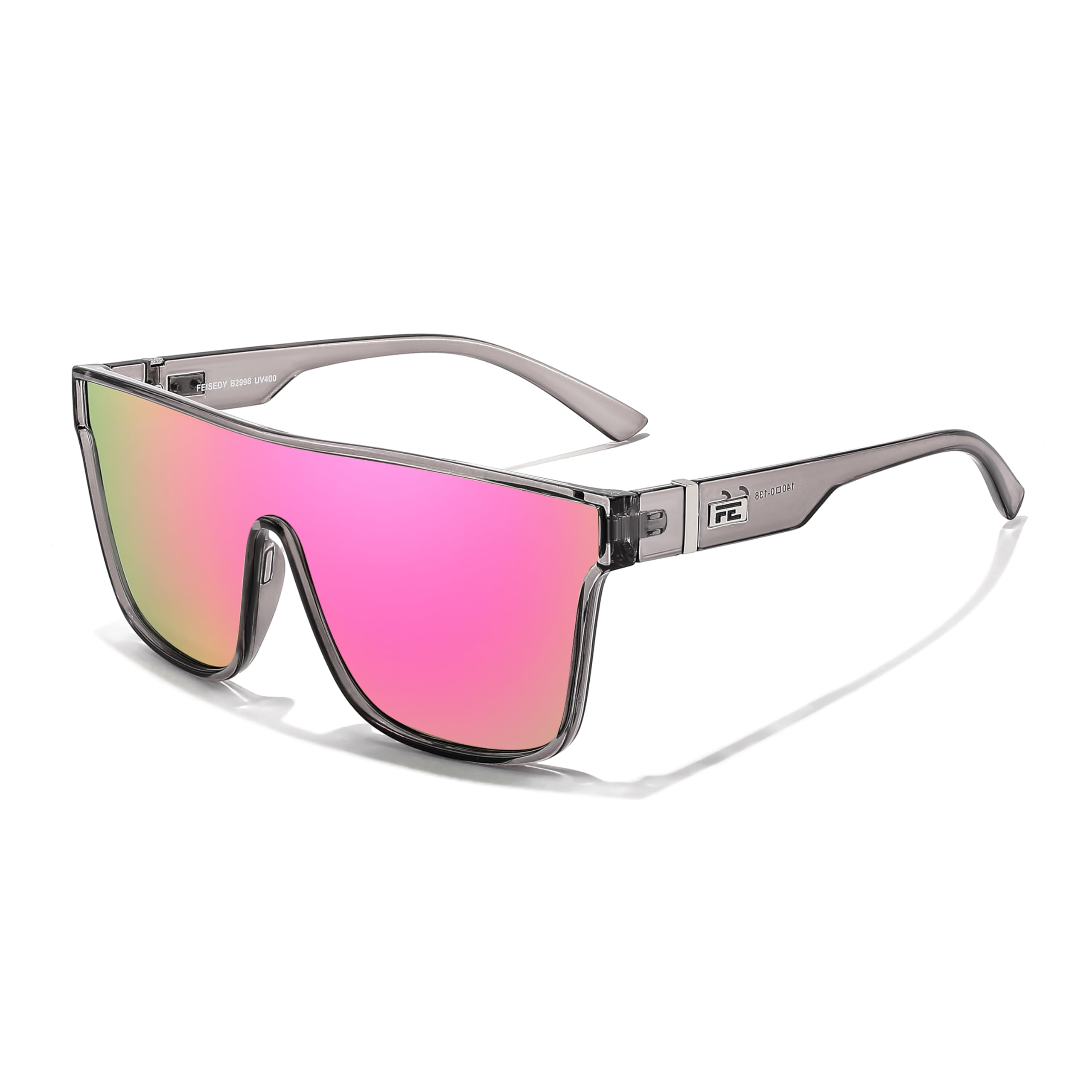 FEISEDY Sunglasses for Women Men, Fashion Mirrored Single Lens, Driving Beach Sunnies UV400 Shades B2996
