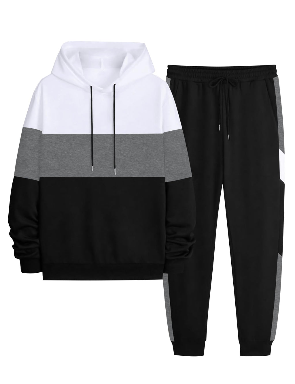 Babioboa Men's Tracksuit 2 Piece Color Block Hoodie Set Pullover Sweatshirt and Jogging Sweatpants Athletic Sweatsuits Set