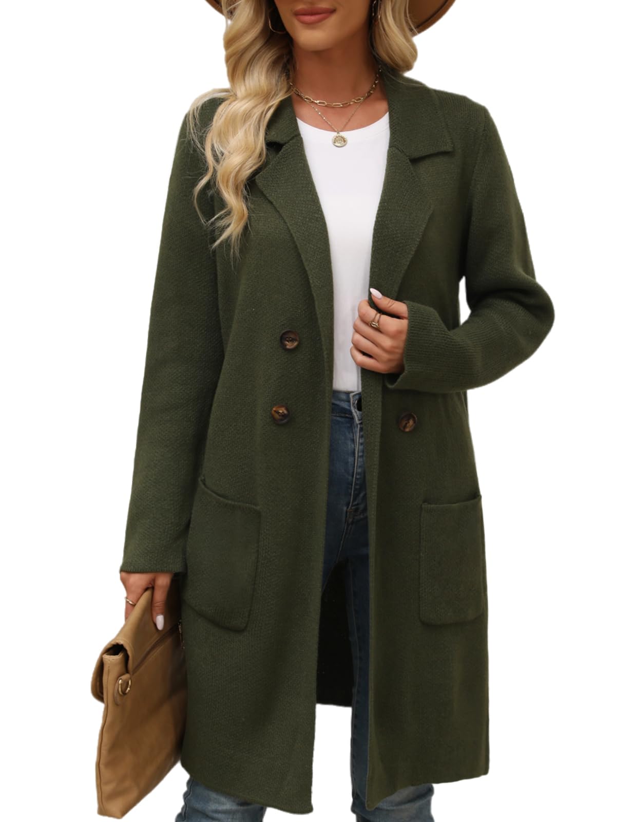 CiCiBird Women Fall Long Cardigan Sweater Trendy Knit Jacket Coat Dressy Blazer Coatigan