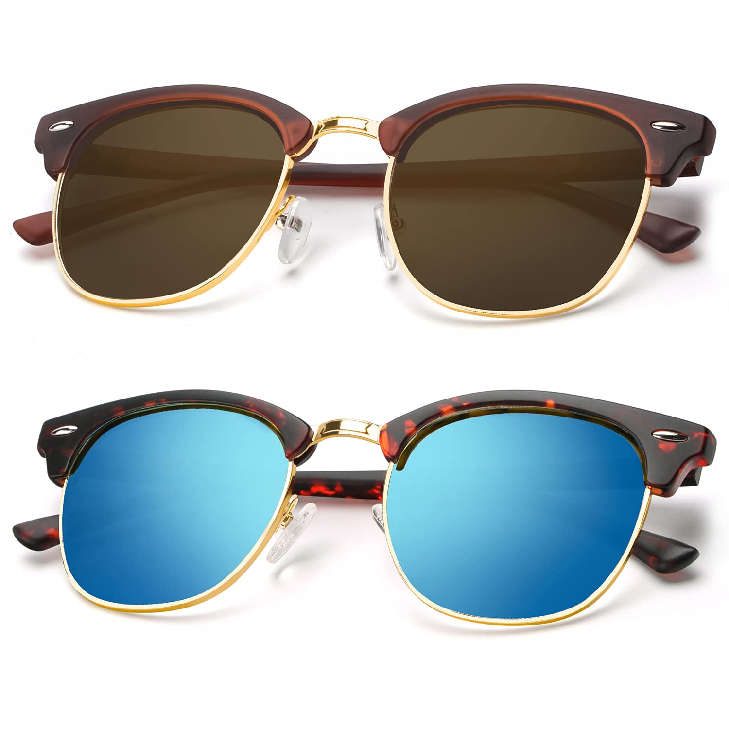 KALIYADI Polarized Sunglasses for Men and Women Semi-Rimless Frame Driving Sun glasses UV Blocking