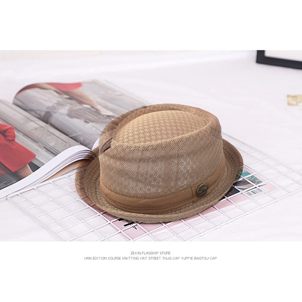 2/6 Pc Summer Mesh Pork Pie Hat 1920S Costume Party Cap for Men Women Unisex