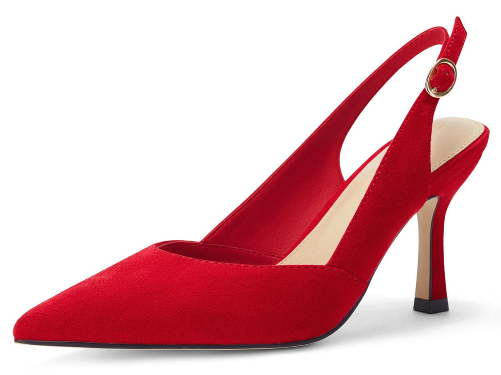 Rilista Women's Slingback Kitten Heels Closed Pointed Toe Wedding Party Dress Pumps Shoes