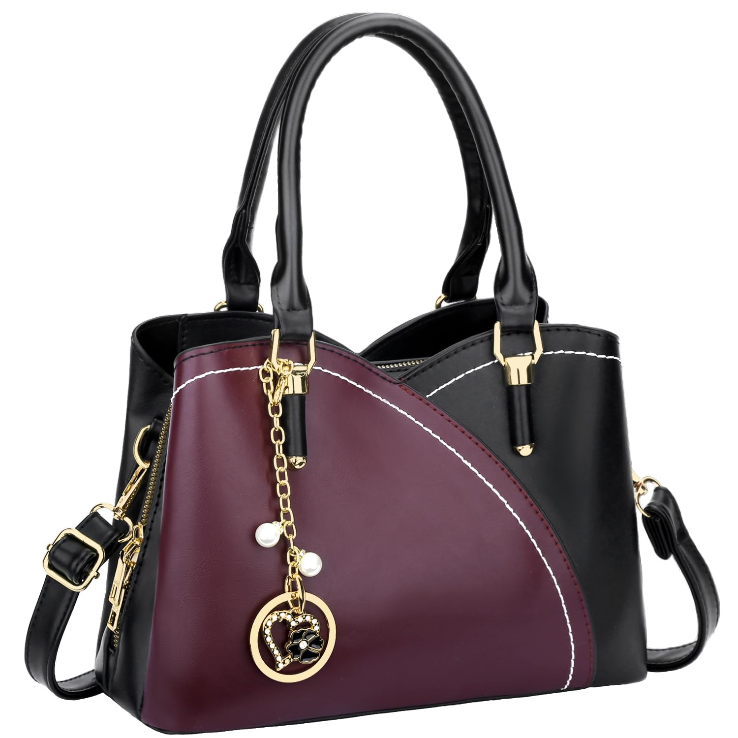 KKXIU Triple Compartments Purses and Handbags for Women Fashion Ladies Satchel Shoulder Top Handle Bag