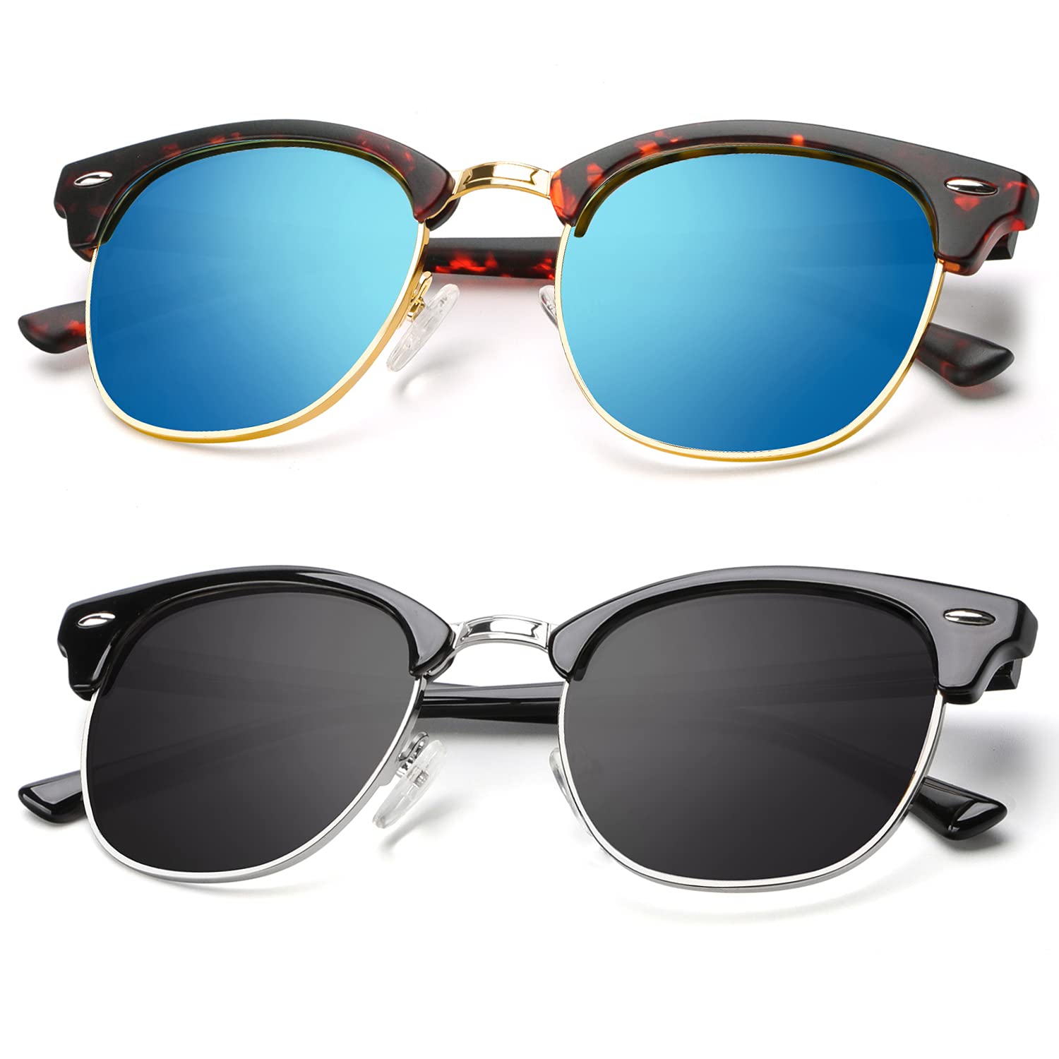 KALIYADI Polarized Sunglasses for Men and Women Semi-Rimless Frame Driving Sun glasses UV Blocking