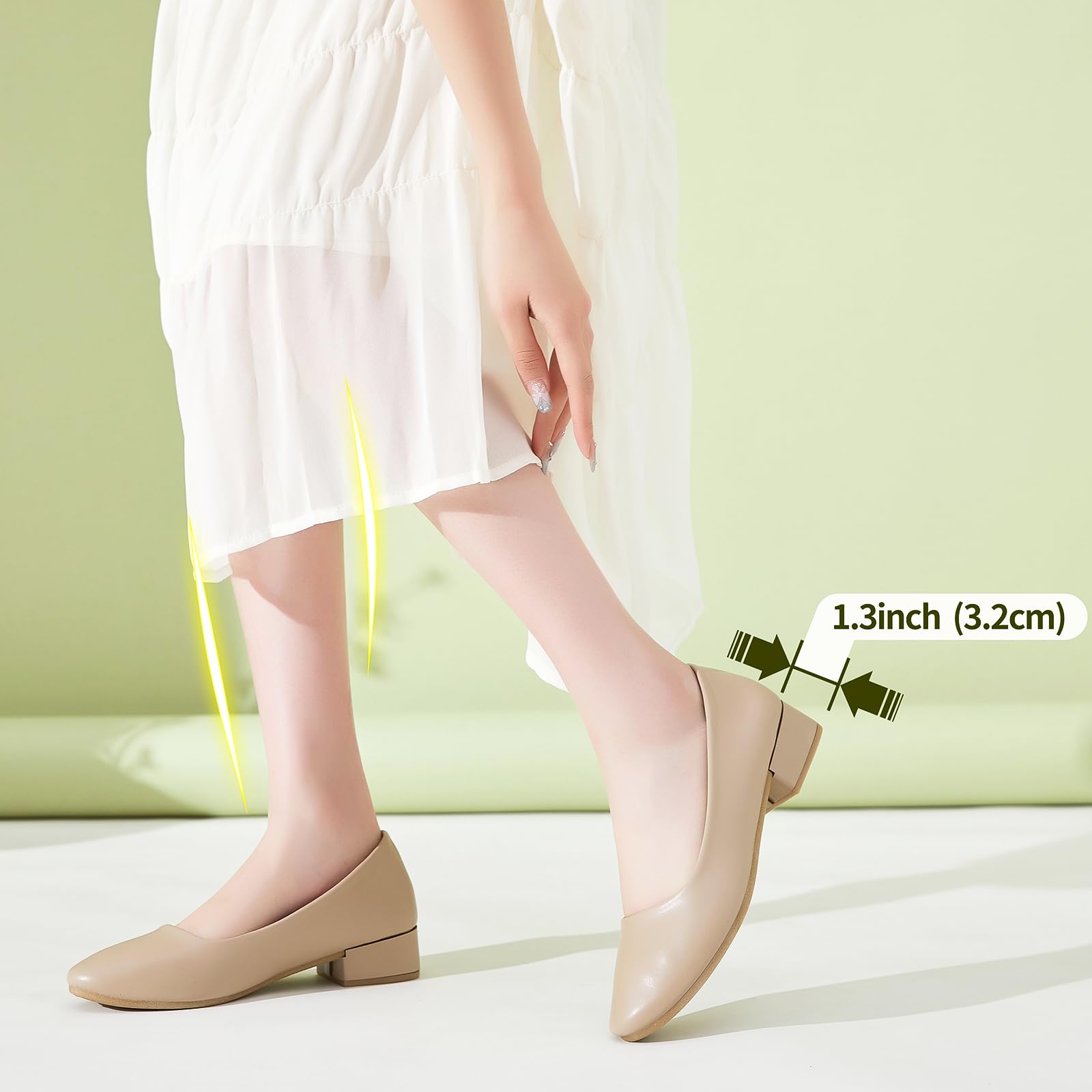 hash bubbie Women's Loafers Slip on Shoes Chunky Low Block Heels Closed Toe Pumps Shoes Office Shoes Ladies Elegant Wedding Dress Shoes