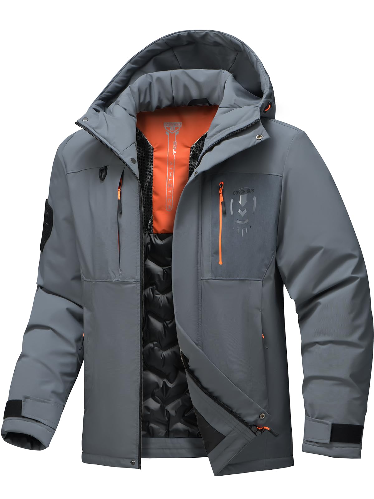 Men's Thermal Waterproof Windproof Jacket Hooded Insulated, Lightweight Winter Snow Coat with Multiple Pockets
