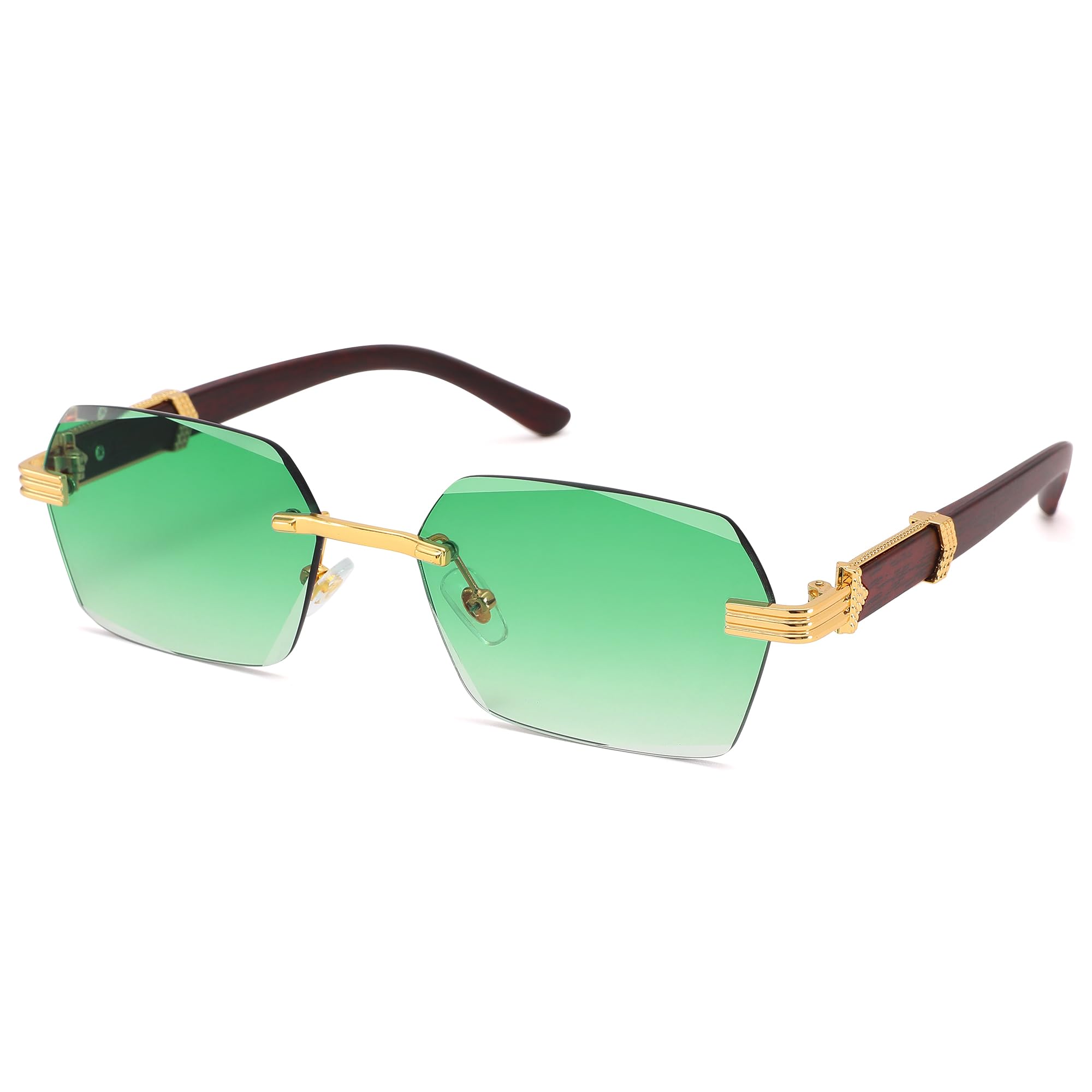 Hycredi Rimless Rectangle Sunglasses Men Women Retro Frameless Square Shade Y2k Sun Glasses Tinted Eyewear