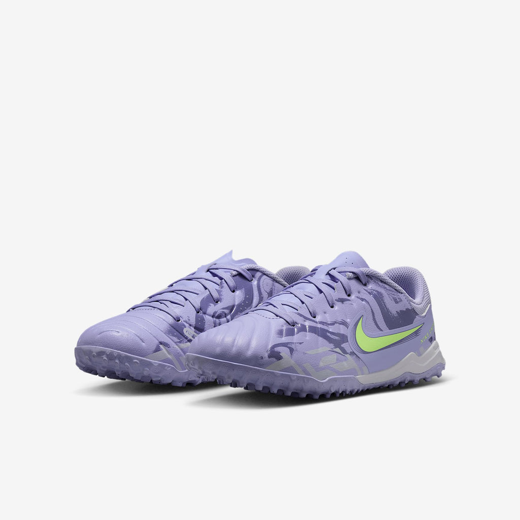 Nike United Jr. Tiempo Legend 10 Academy Big Kids' TF Low-Top Soccer Shoes (HF1499-500, Purple Agate/Barely Volt)