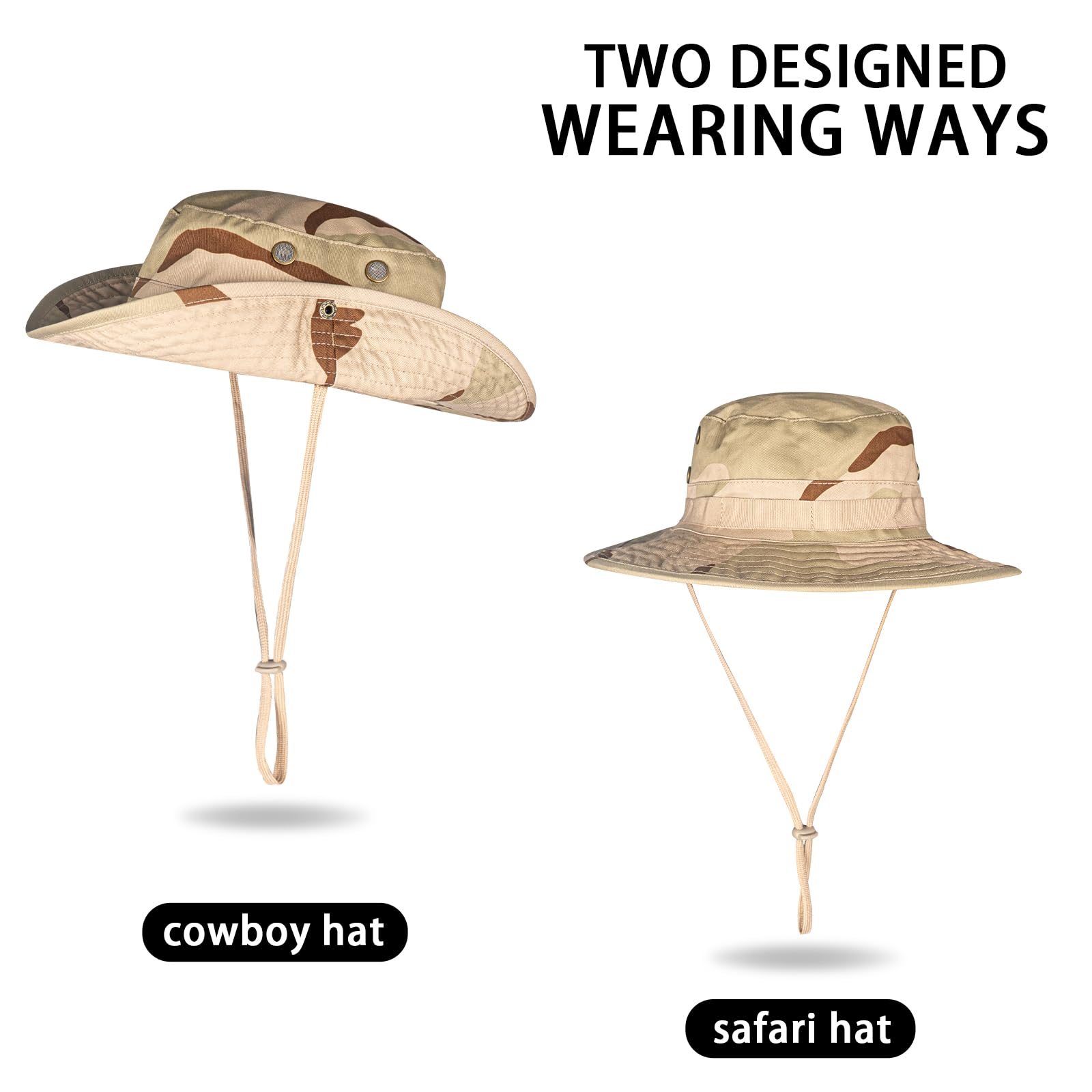 Sun Hats for Men Women Bucket Hat UPF 50+ UV Protection Boonie Hat for Safari Fishing Hiking Garden Beach