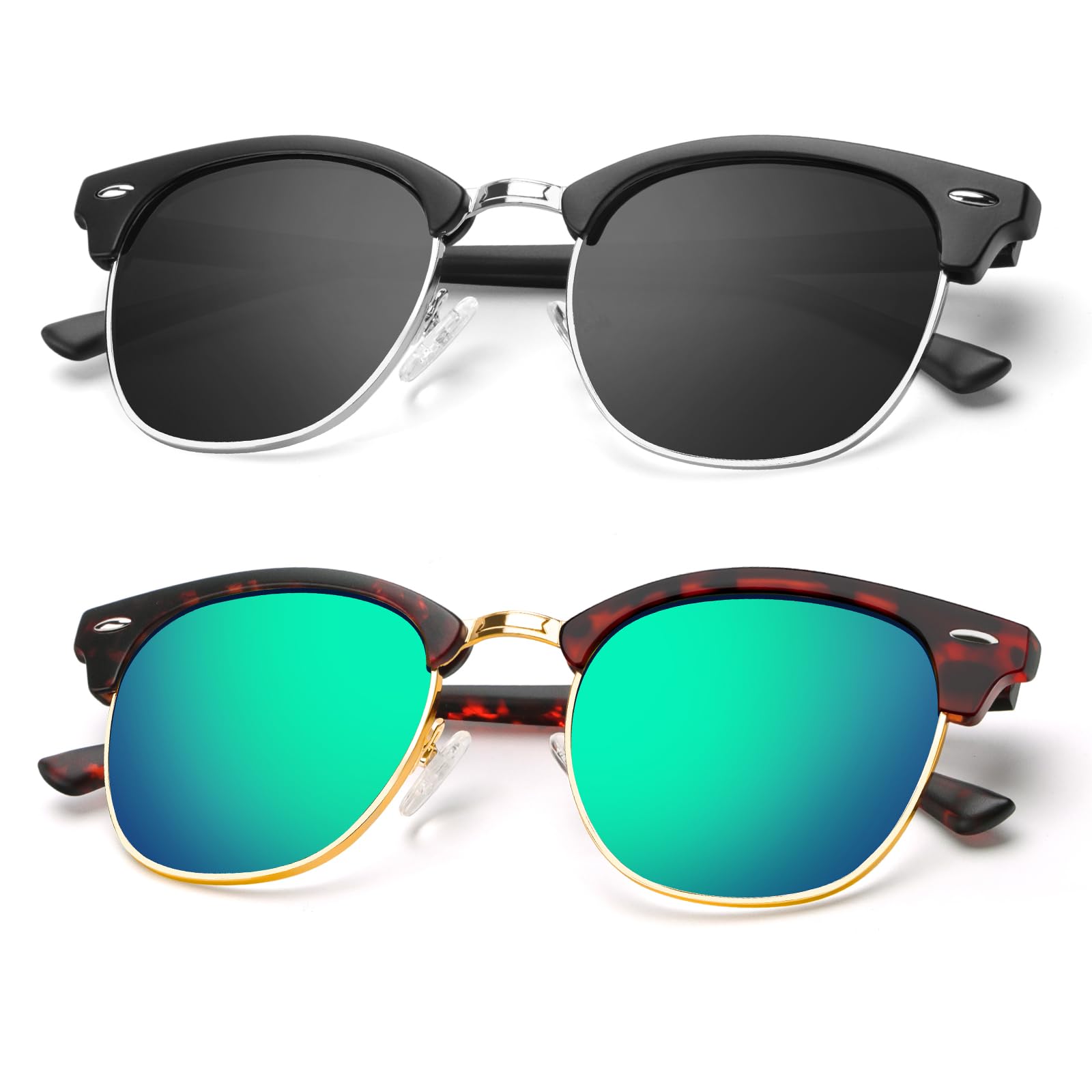 KALIYADI Polarized Sunglasses for Men and Women Semi-Rimless Frame Driving Sun glasses UV Blocking