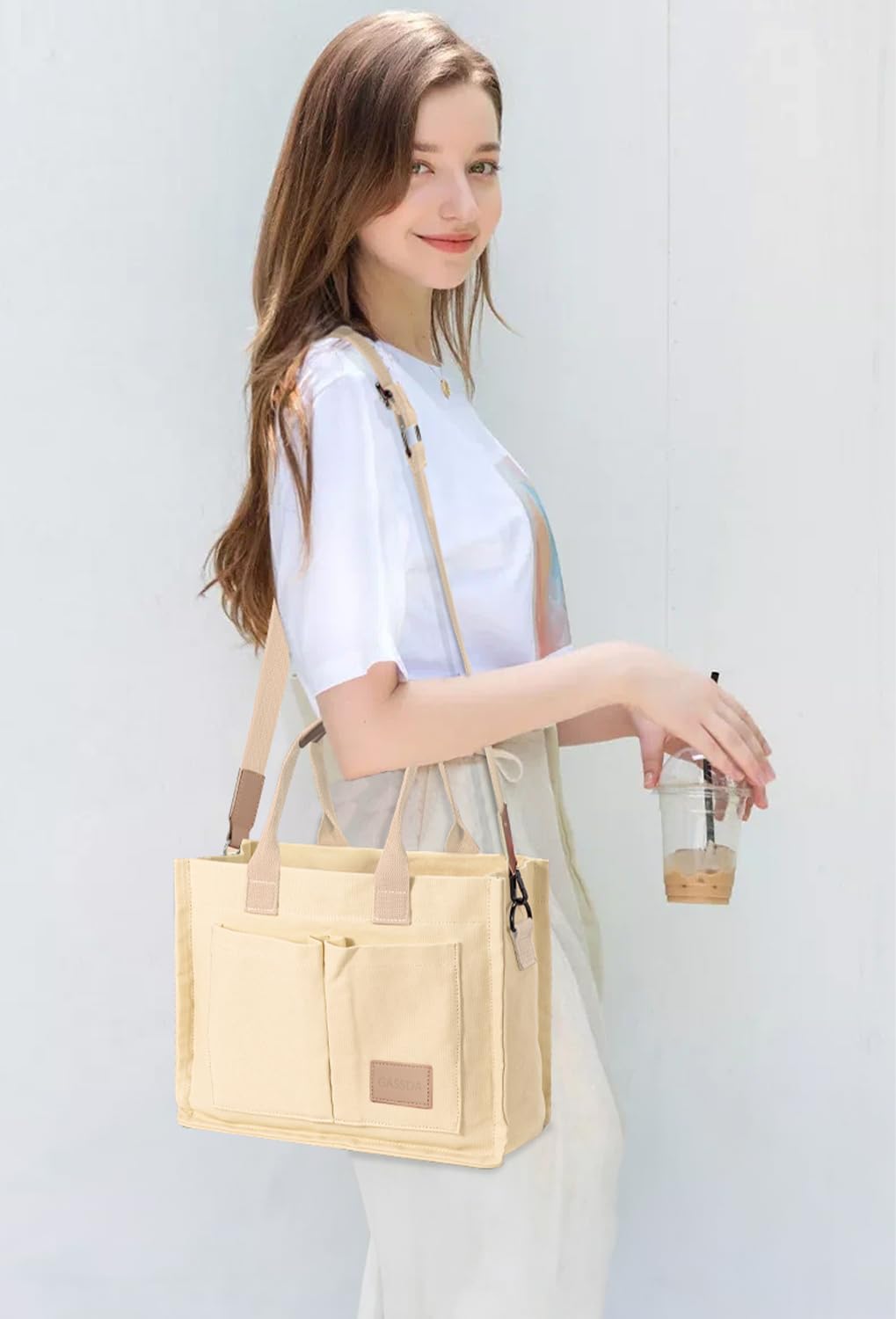 Tote Bags for Women Canvas Tote Purse Crossbody with Pockets Top Handle Shoulder Satchel Bag for Women