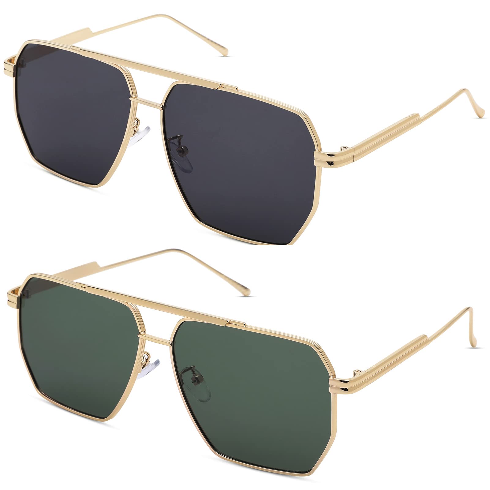 COASION Oversized Square Trendy Sunglasses for Women Men Classic Large Metal Retro Shades Vintage UV400 Sun Glasses