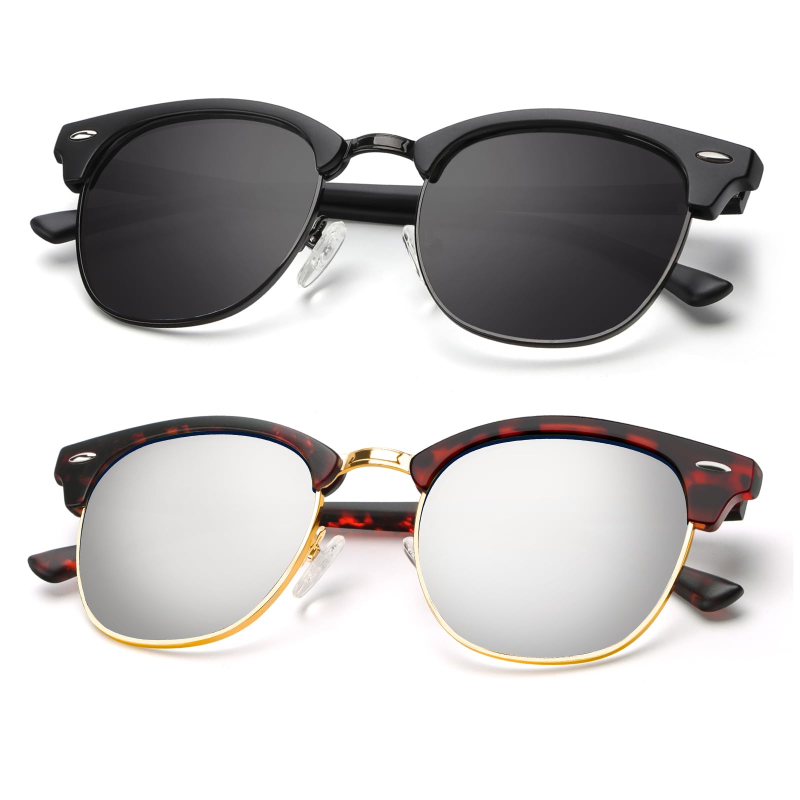 KALIYADI Polarized Sunglasses for Men and Women Semi-Rimless Frame Driving Sun glasses UV Blocking