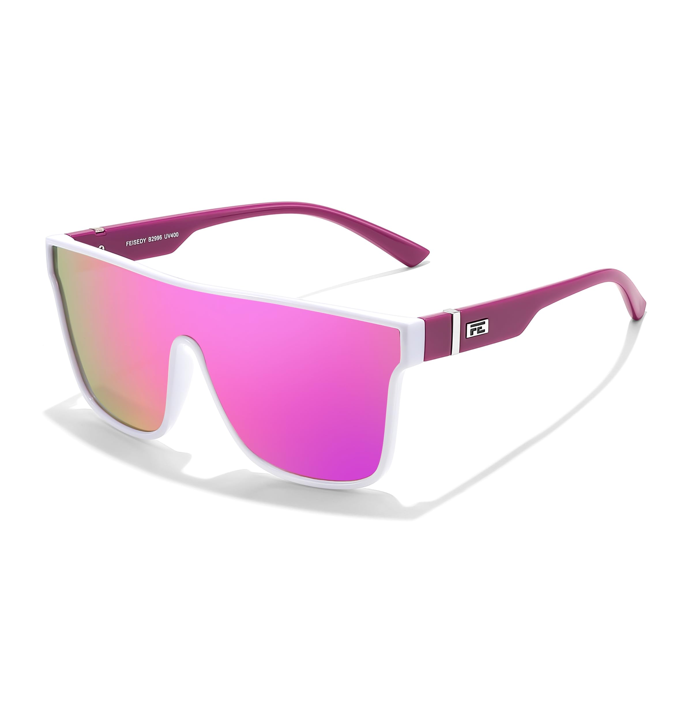 FEISEDY Sunglasses for Women Men, Fashion Mirrored Single Lens, Driving Beach Sunnies UV400 Shades B2996