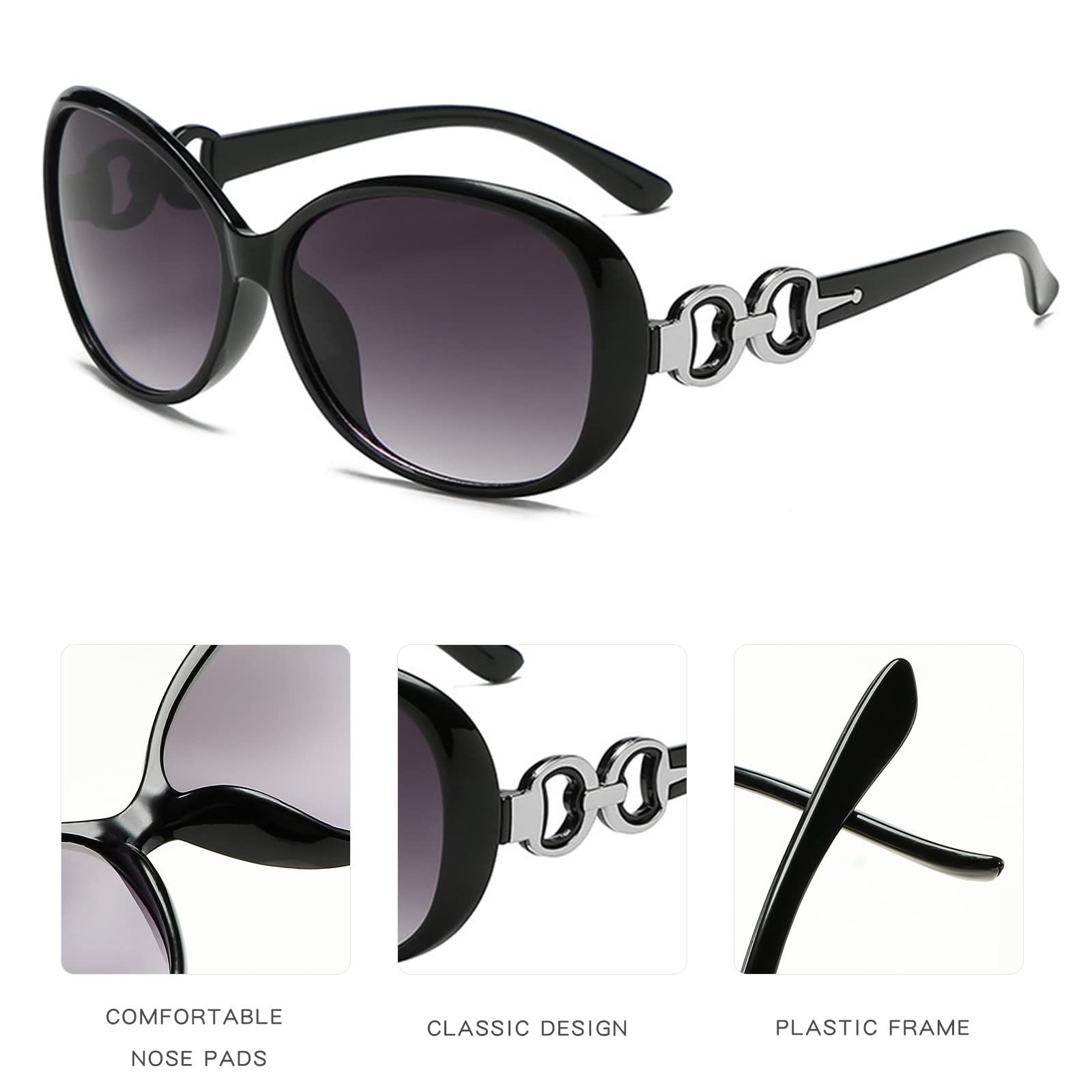 YQVIE 8 Pack Round Oversized Sunglasses Bulk for Women Shades Retro Plastic Large Trendy Sunglasses Set