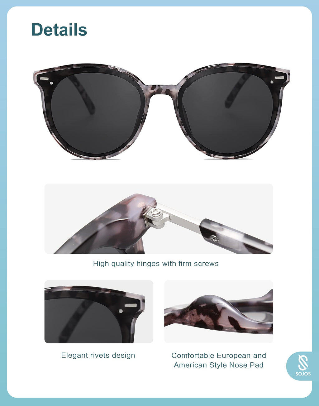 SOJOS Sunglasses Womens Trendy 2025 Classic Round Retro Vintage Shades Large Frame Sunnies SJ2067