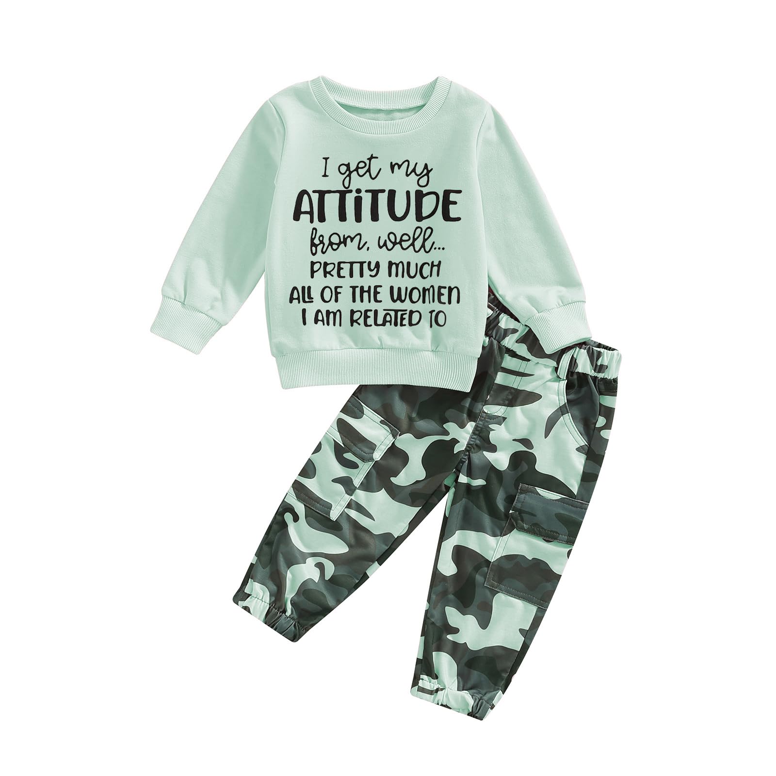 Fernvia Toddler Girls Clothes 2T 3T 4T 5T Fall Outfits Baby Pullover Sweatshirt & Camouflage Pants Set Kids Winter Sweatsuit
