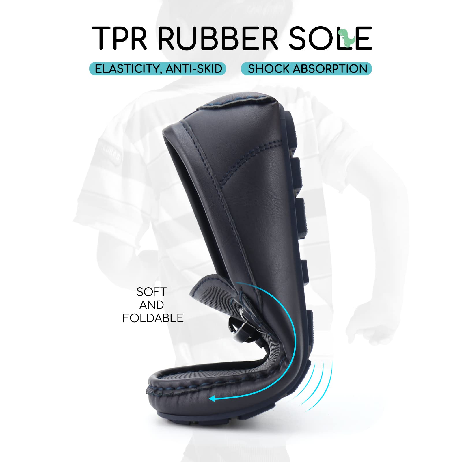 JABASIC Kids Penny Loafer Casual Slip-On Moccasin Flats Boys Dress Shoes