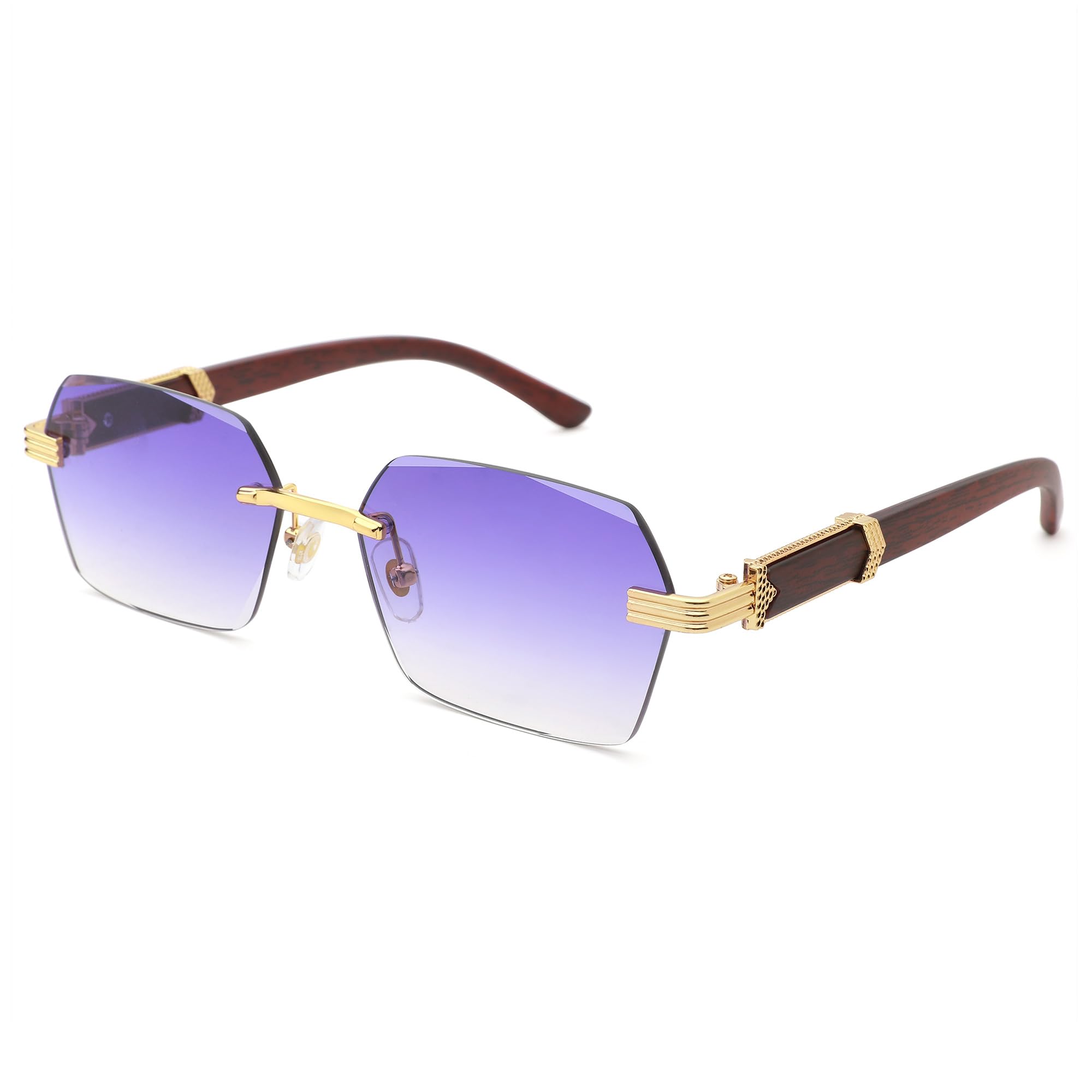 Hycredi Rimless Rectangle Sunglasses Men Women Retro Frameless Square Shade Y2k Sun Glasses Tinted Eyewear