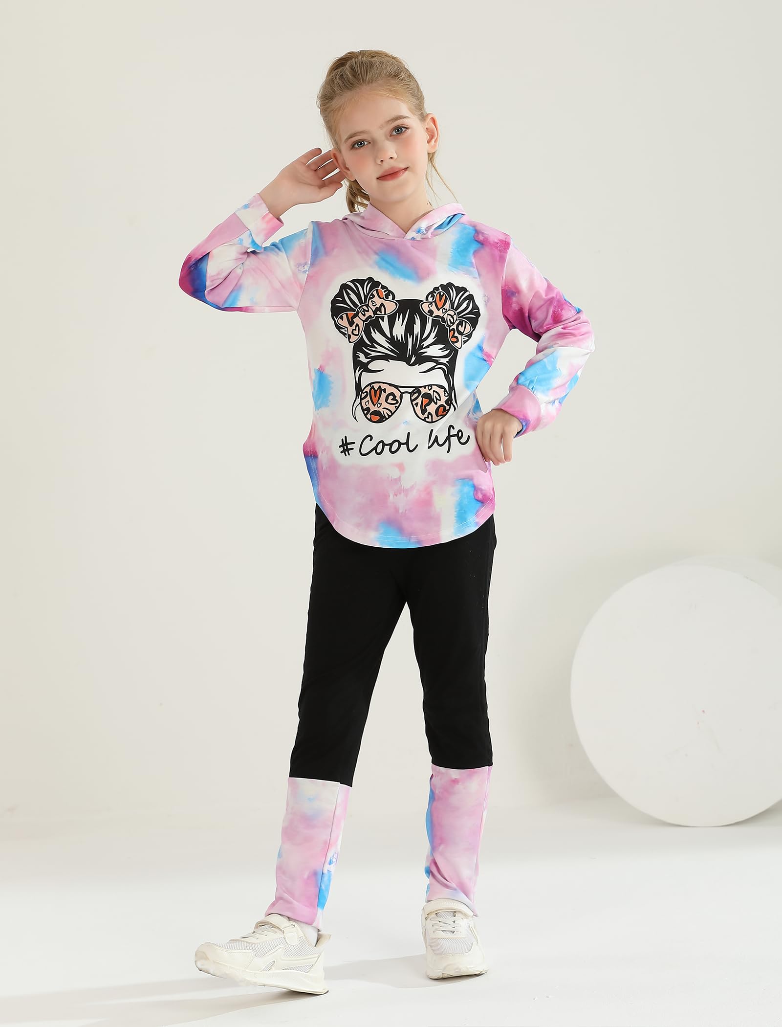 Girls Clothes Tie Dye Long Sleeve Hoodie Sweatshirt and Pants Sets Cute Girl Outfits Size 5-14 Years