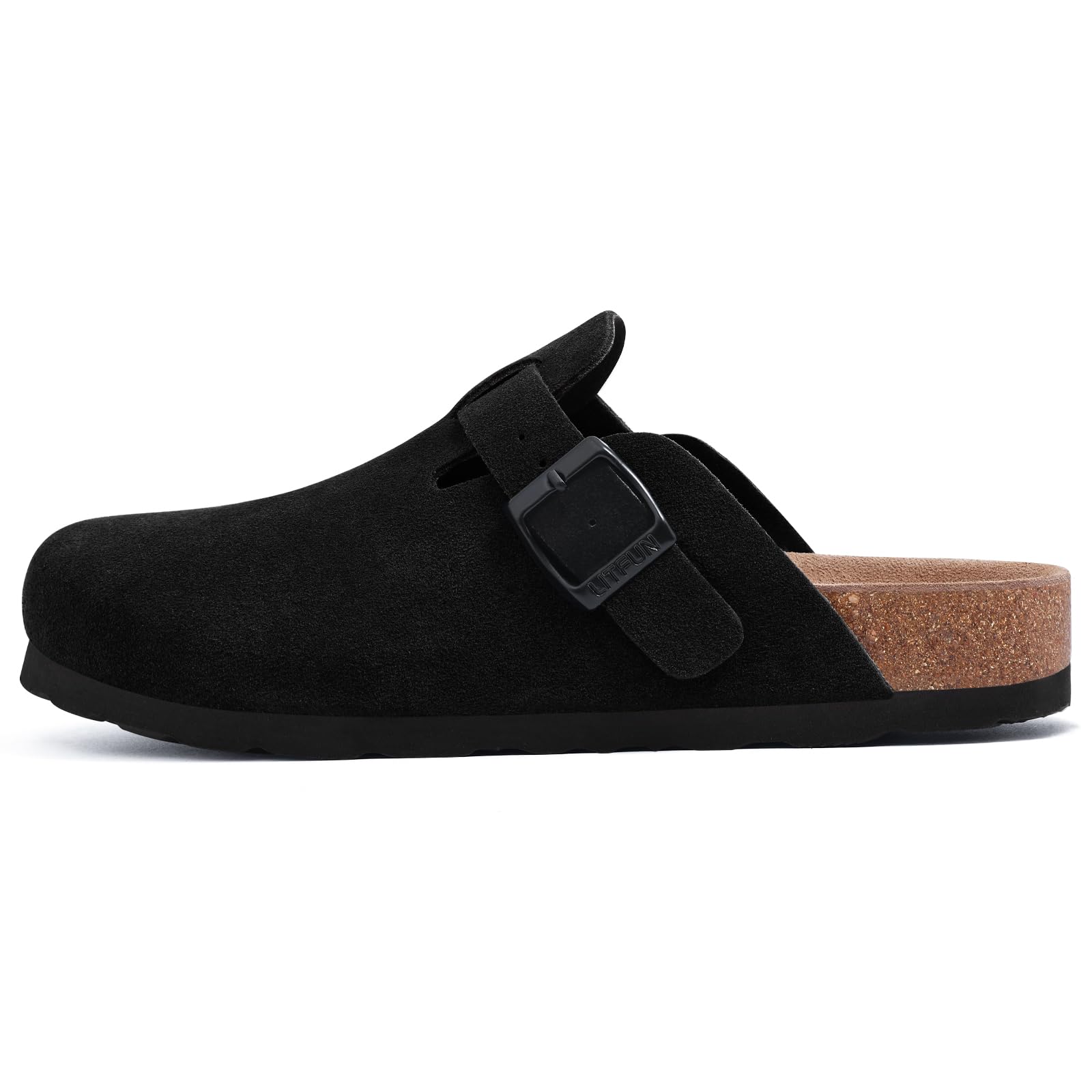 Litfun Women's Genuine Suede Clogs Soft Footbed Leather Potato Shoes Comfort Slip On Clogs with Arch Support