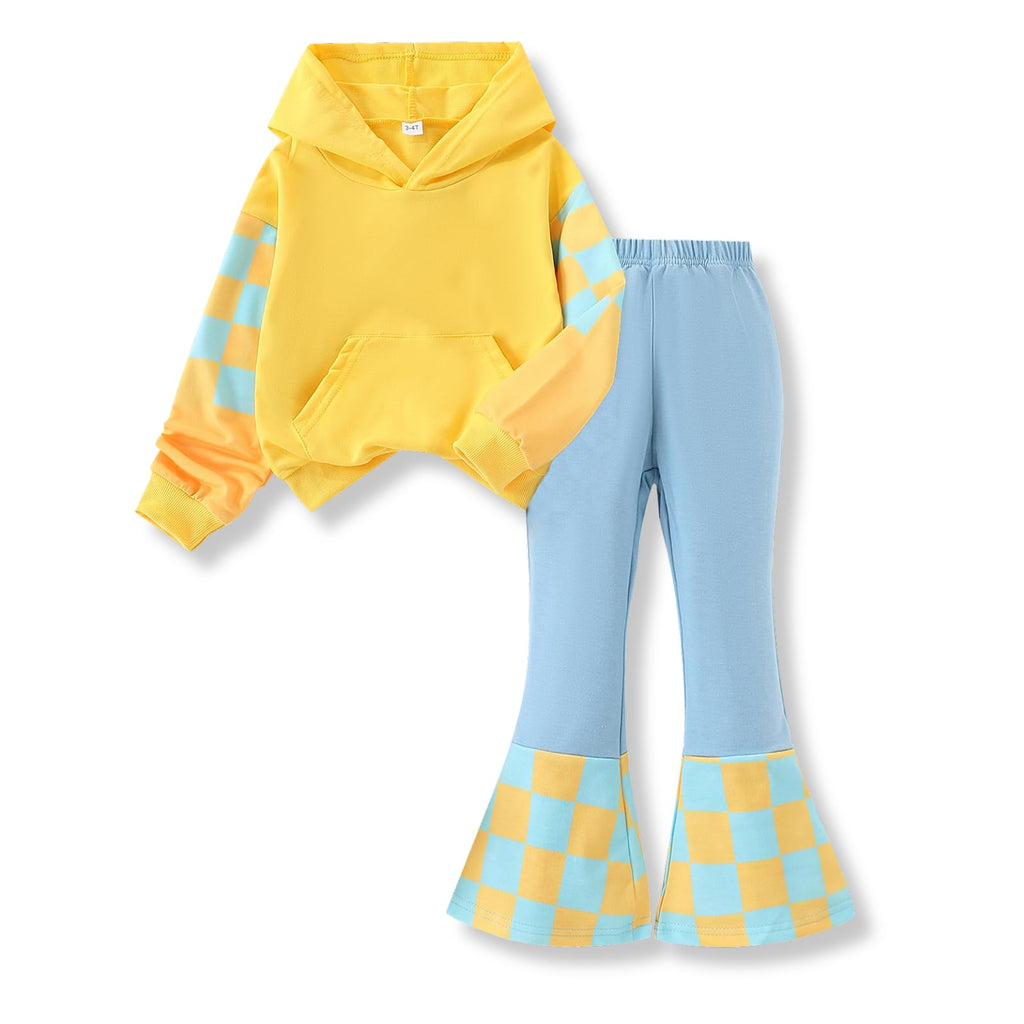 3-9 T Kids Toddler Girl Clothes Letter Print Sweatshirt Flared Pants 2Pc Outfits Set