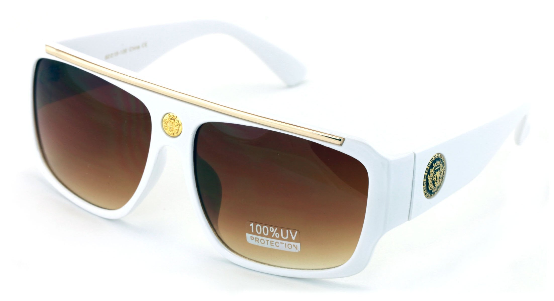 V.W.E. Lion Head Flat Top Hip Hop Rapper Retro Bold Sunglasses