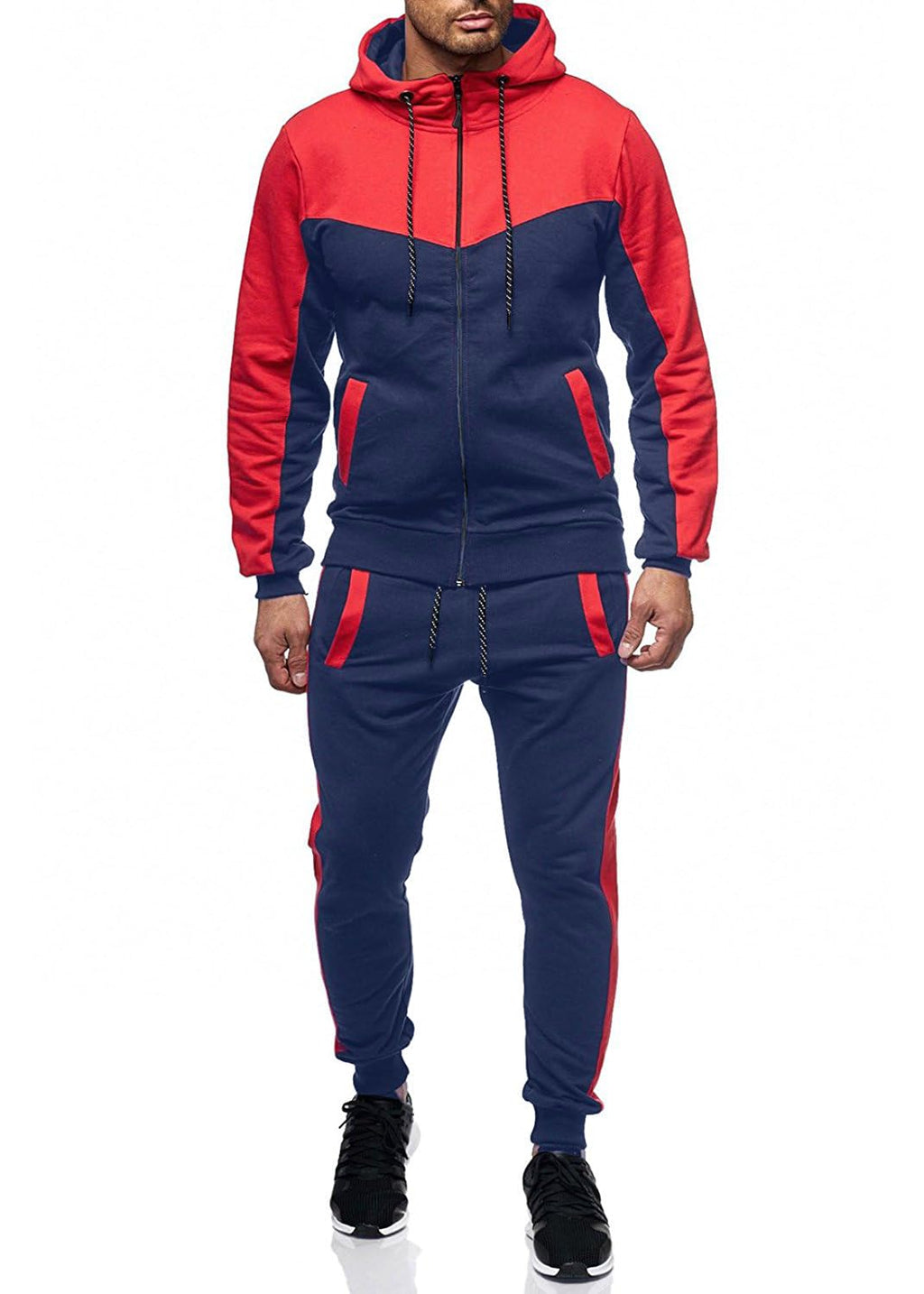 Marine Royal Track Suits for Men Set Full Zip Sweatsuit Outdoor Jogging Men Tracksuits