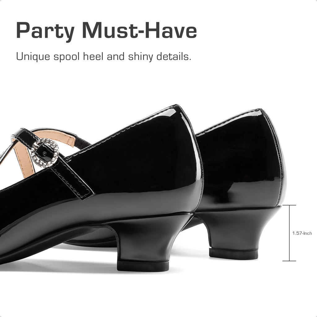 Dream Pairs Girls Dress Shoes Mary Jane High Heel Round Toe Straps Pumps Flower Wedding Party Princess Flats for Little/Big Kids