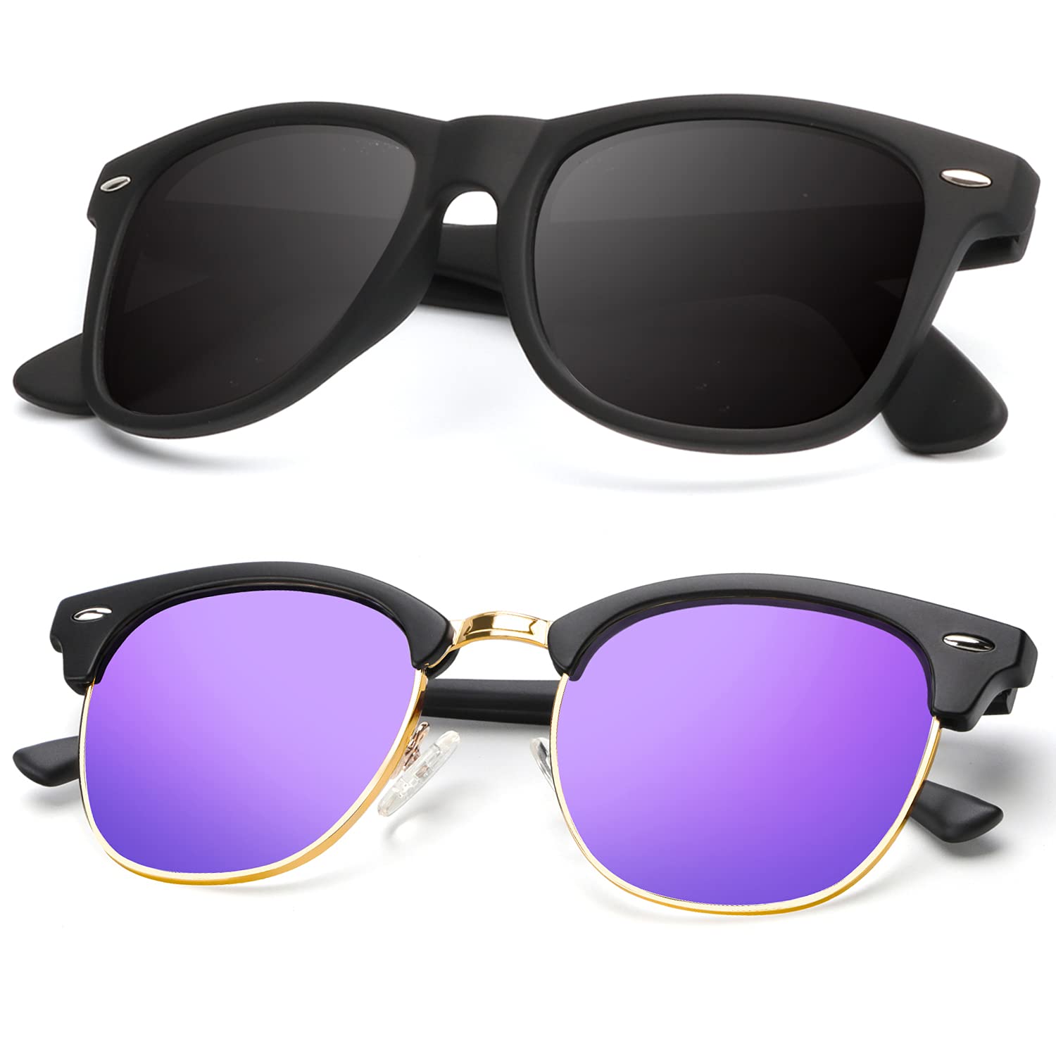 KALIYADI Polarized Sunglasses for Men and Women Semi-Rimless Frame Driving Sun glasses UV Blocking