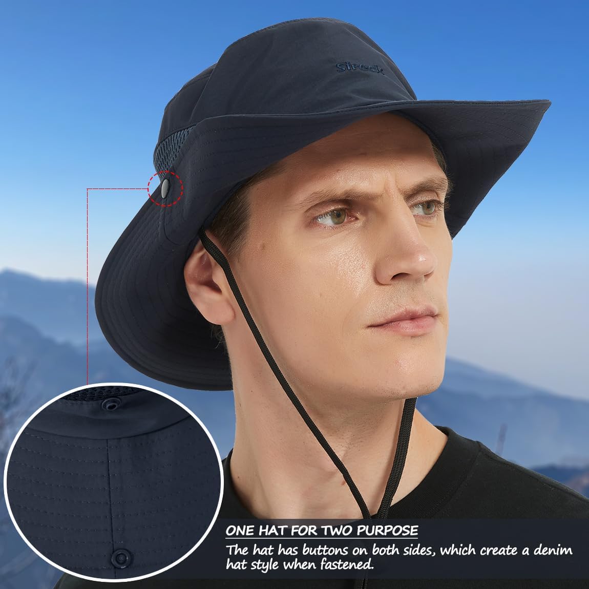 Fishing Hat, UPF50+ Wide Brim Sun Hat for Men Women, UV Protection Hiking Beach Bucket Hats Summer Safari Hat