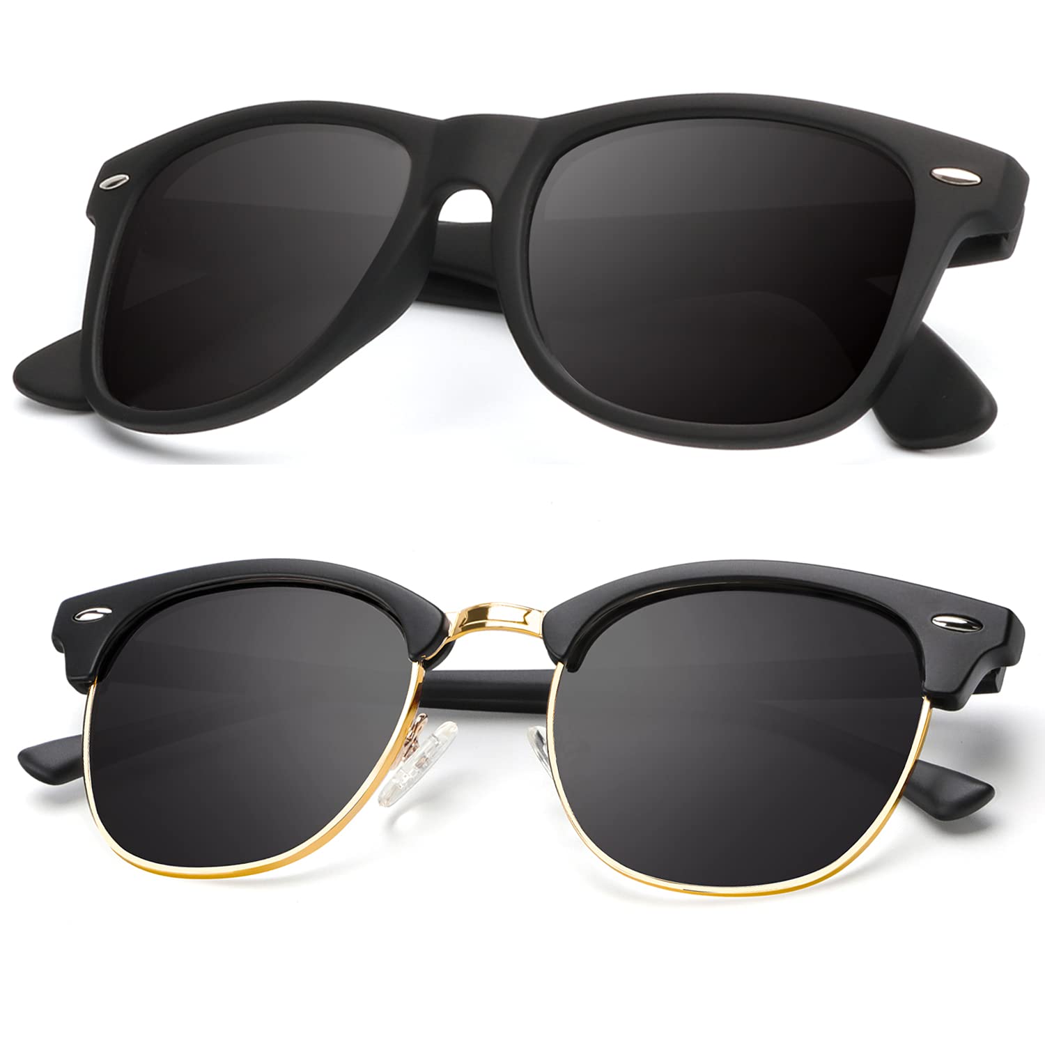 KALIYADI Polarized Sunglasses for Men and Women Semi-Rimless Frame Driving Sun glasses UV Blocking