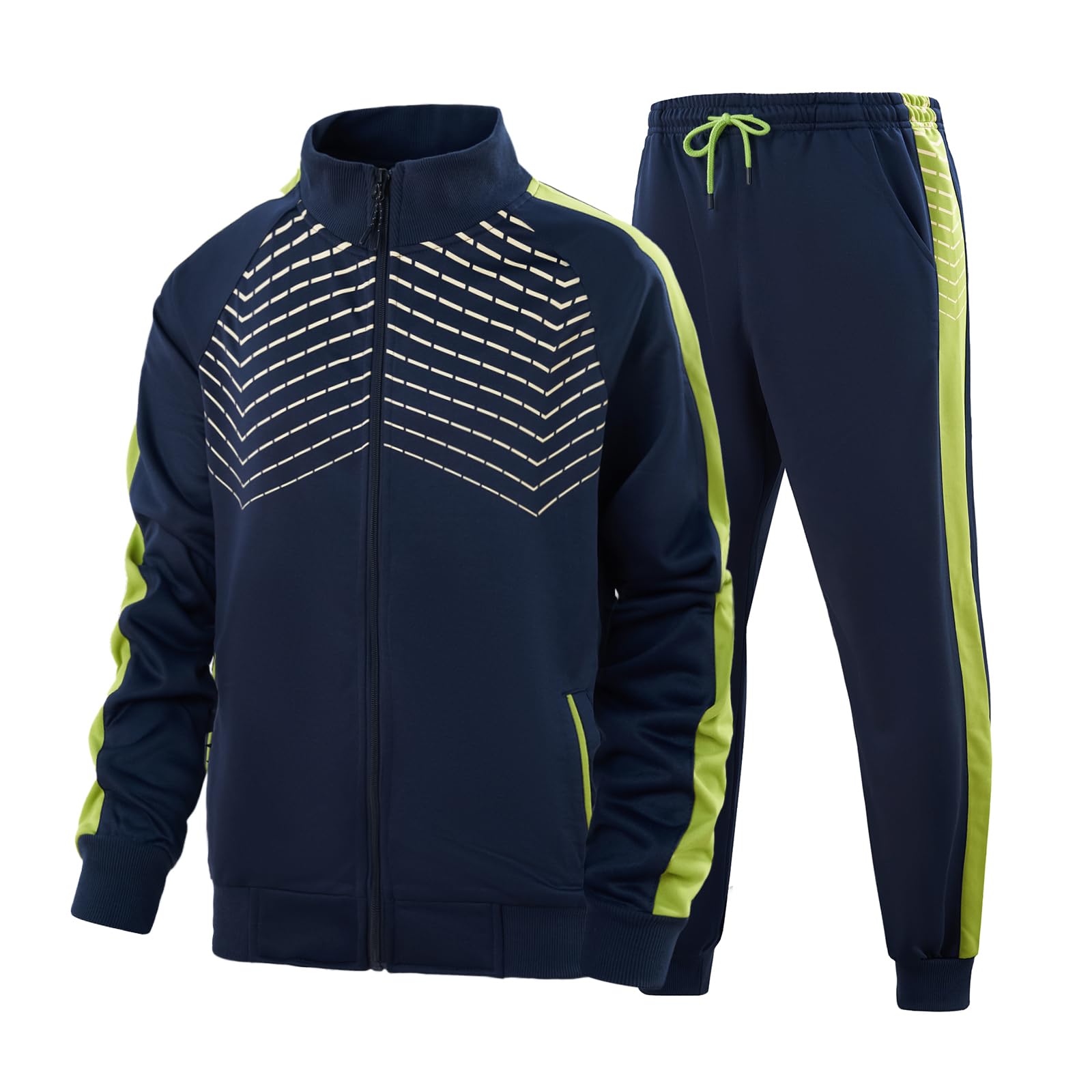 LBL Leading the Better Life Men's Sweat Suit 2 Piece Outfit Casual Contrast Sports Jogging Tracksuits Set