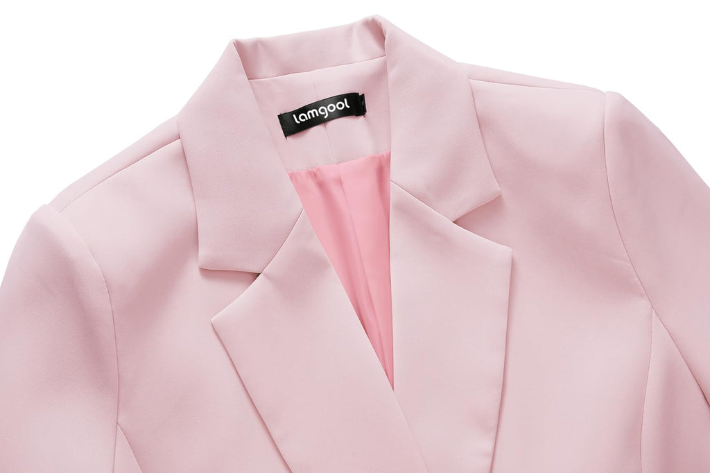 Lamgool Women's Suit 2 Piece Casual Outfits Cropped Blazer High Waisted Wide Leg Pants for Work