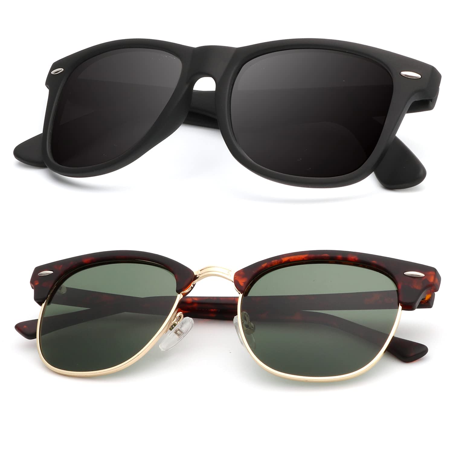 KALIYADI Polarized Sunglasses for Men and Women Semi-Rimless Frame Driving Sun glasses UV Blocking