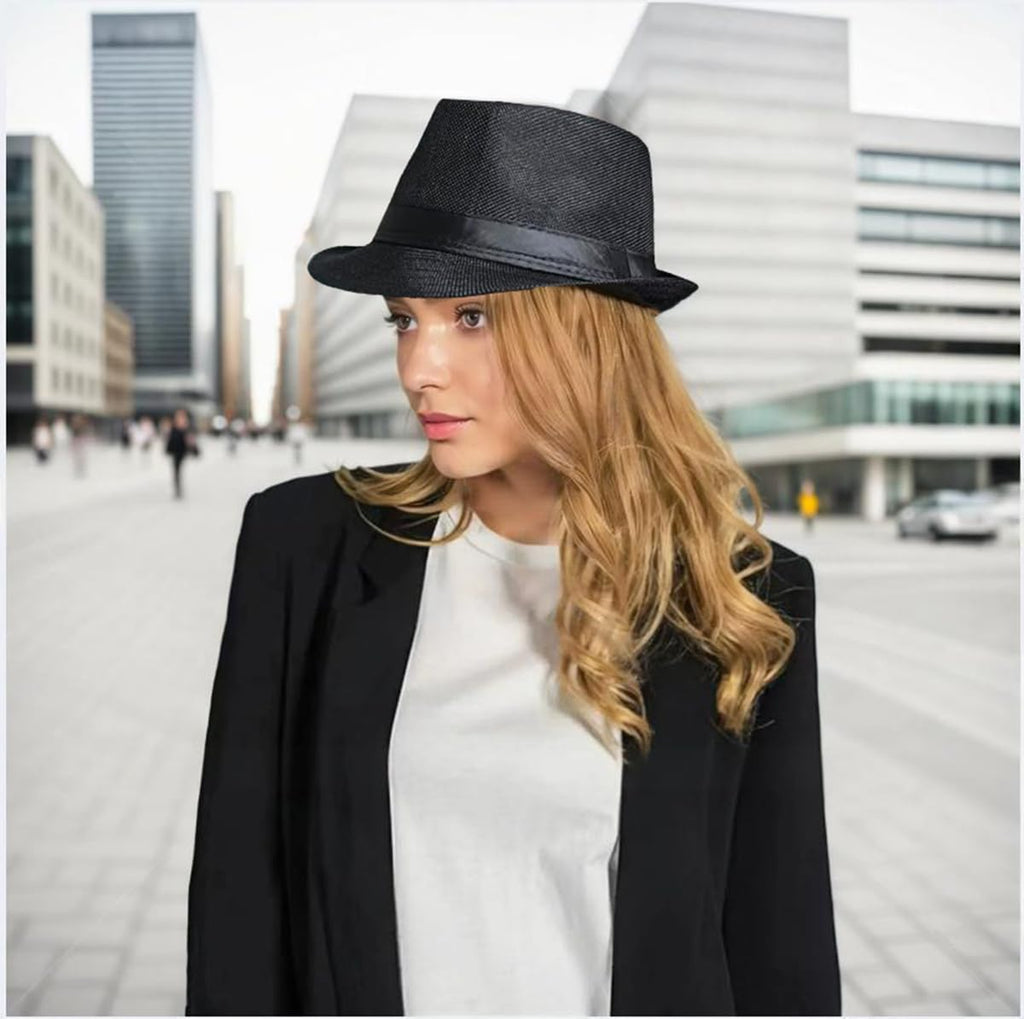 Giroir Fedora Hats for Men Women Short Brim Unisex Summer Beach Style 1920s Party Accessories