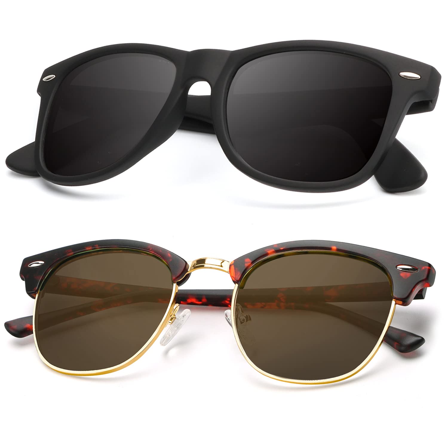 KALIYADI Polarized Sunglasses for Men and Women Semi-Rimless Frame Driving Sun glasses UV Blocking