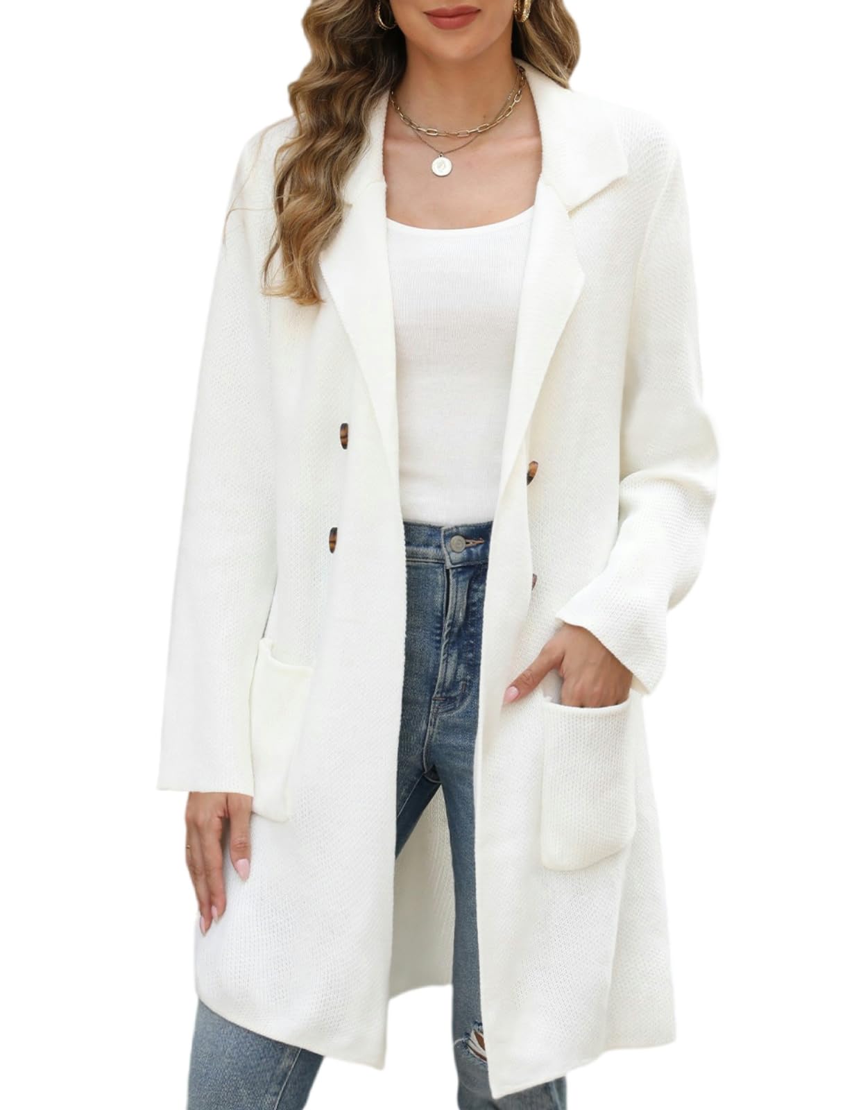 CiCiBird Women Fall Long Cardigan Sweater Trendy Knit Jacket Coat Dressy Blazer Coatigan