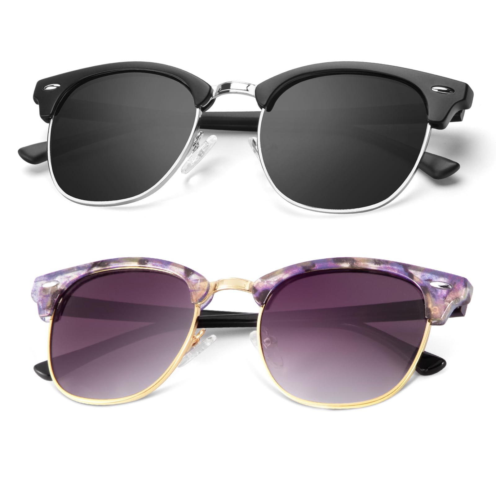 KALIYADI Polarized Sunglasses for Men and Women Semi-Rimless Frame Driving Sun glasses UV Blocking