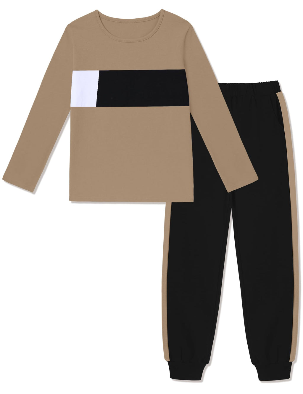 Boys Clothes Color Block Round Neck Long Sleeve Sweatshirt and Casual Pants 2Pcs Fall Outfits Clothes for Boys 6-14 Y