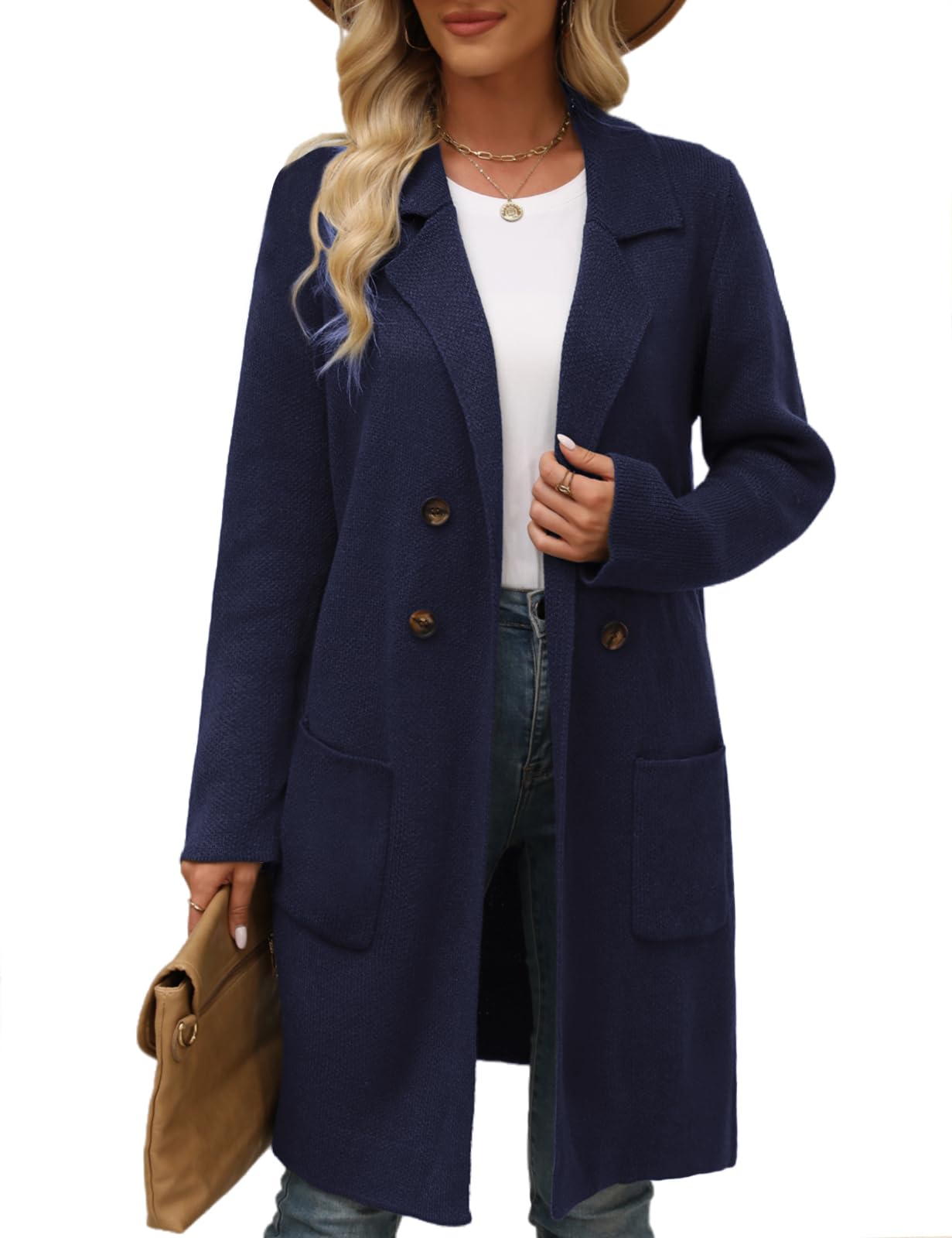 CiCiBird Women Fall Long Cardigan Sweater Trendy Knit Jacket Coat Dressy Blazer Coatigan