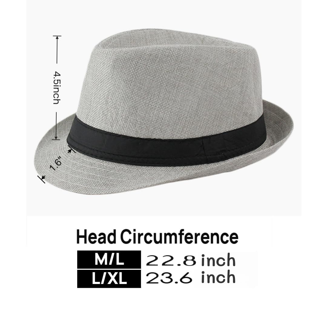 Unisex Classic 1920s Fedora Hat Short Brim Panama Trilby Hat Summer Beach Cap for Men Women